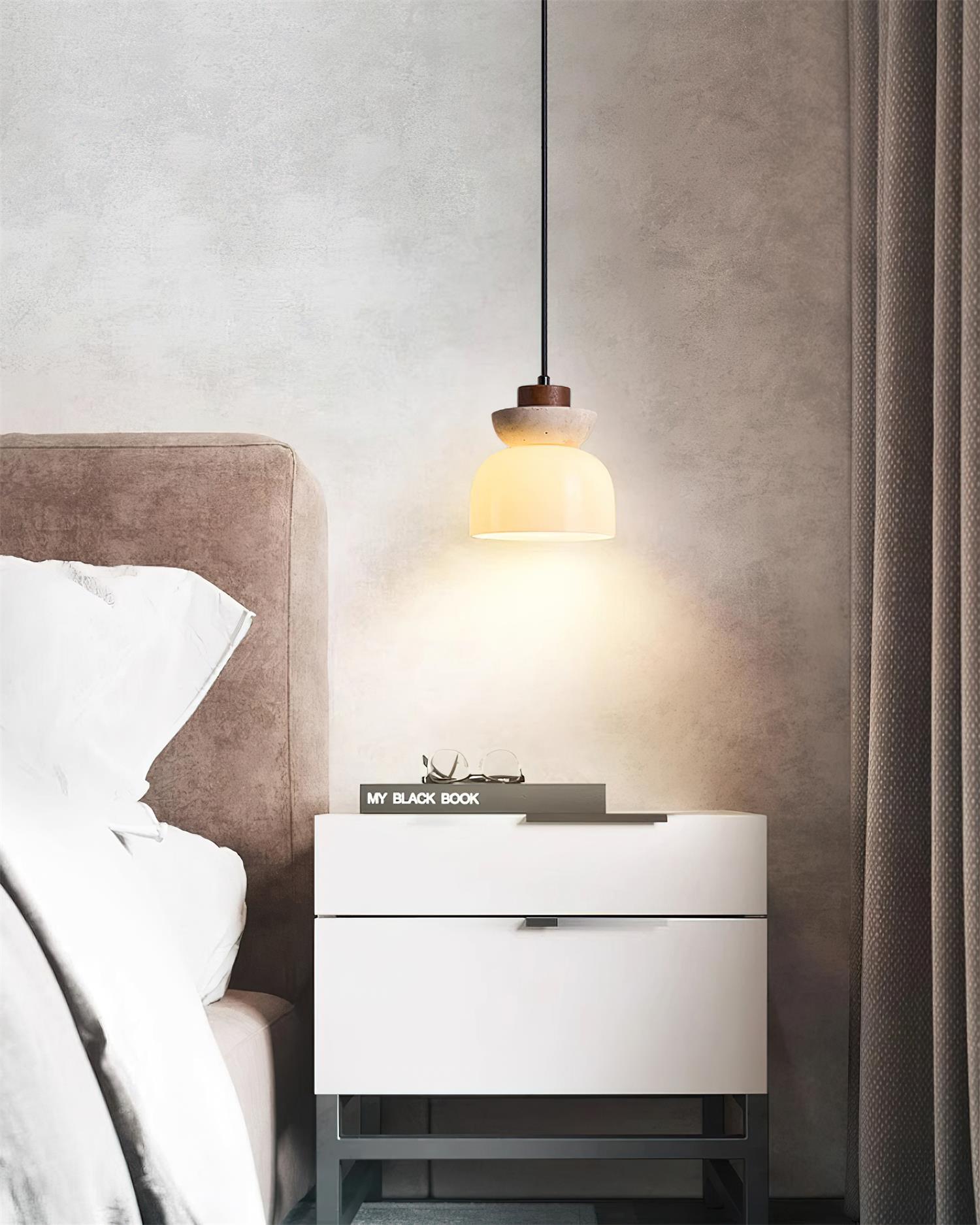 Ritta Lampe Pendentive Dôme en Travertin et Verre - Neutralighting
