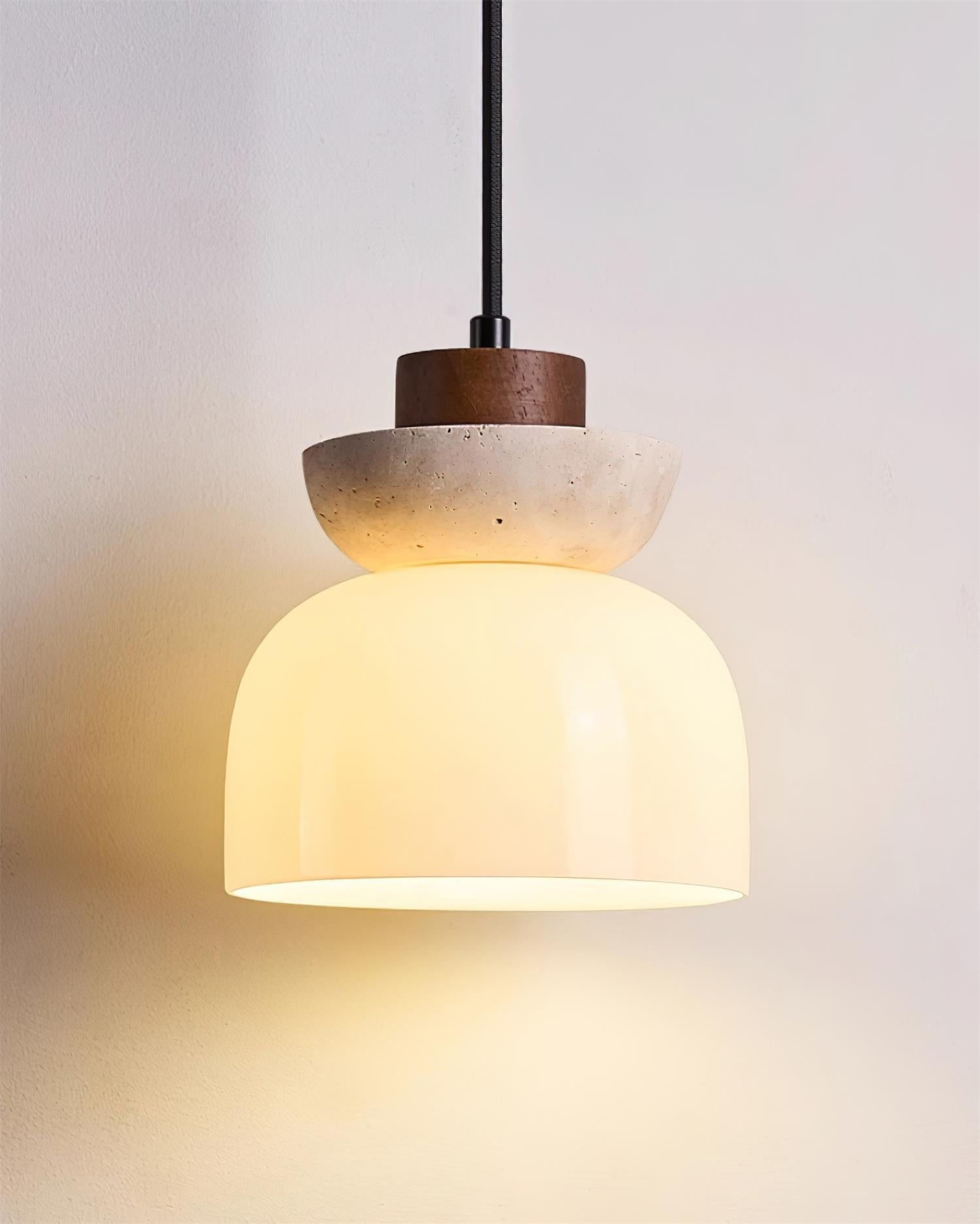 Ritta Lampe Pendentive Dôme en Travertin et Verre - Neutralighting