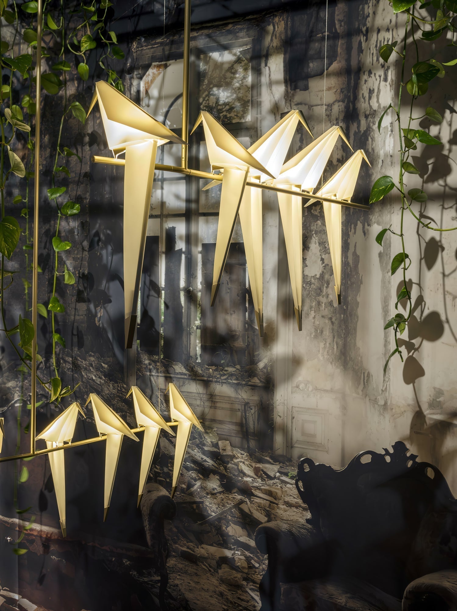 Lustra Chandelier Grue en Papier Sculpturale LED - Neutralighting