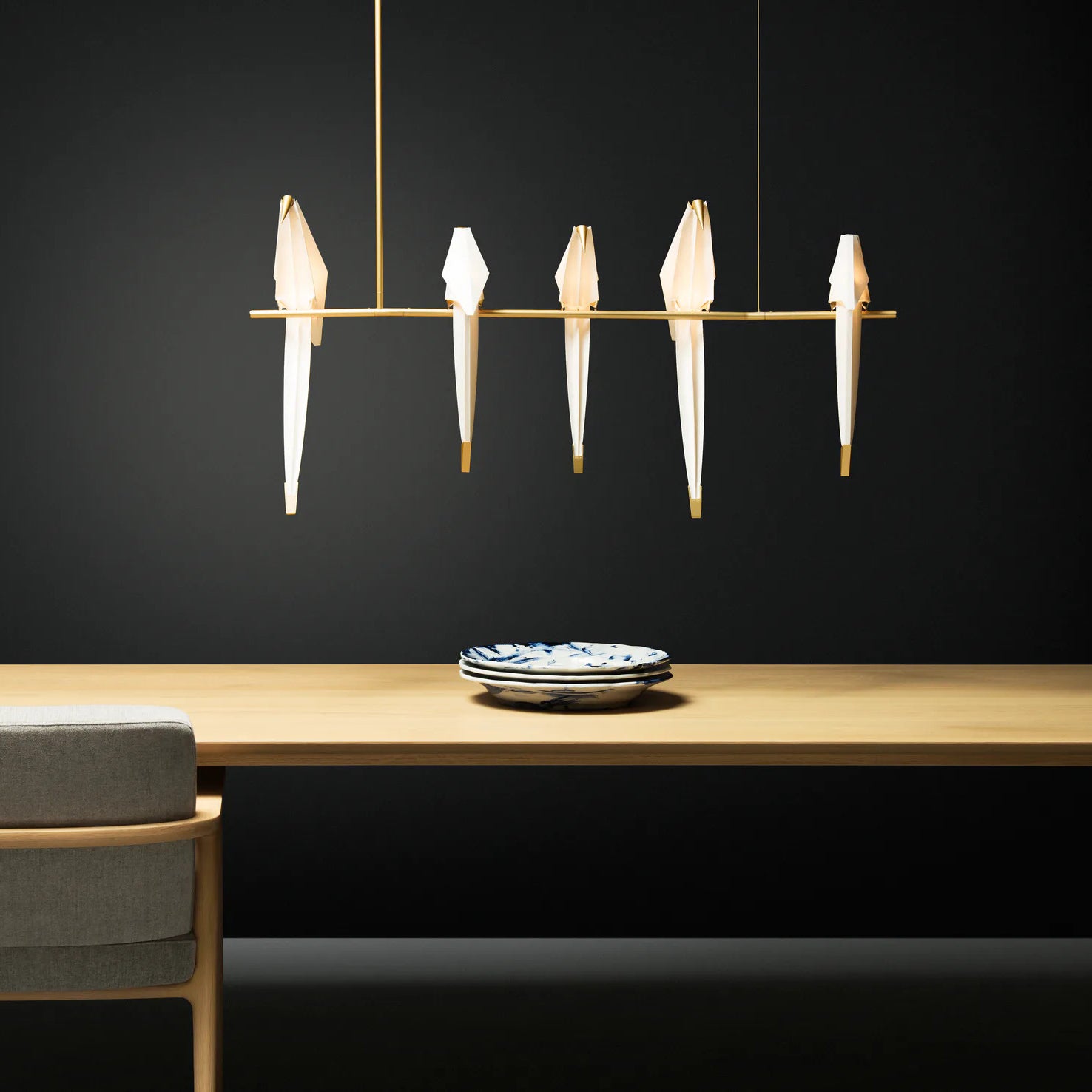 Lustra Chandelier Grue en Papier Sculpturale LED - Neutralighting