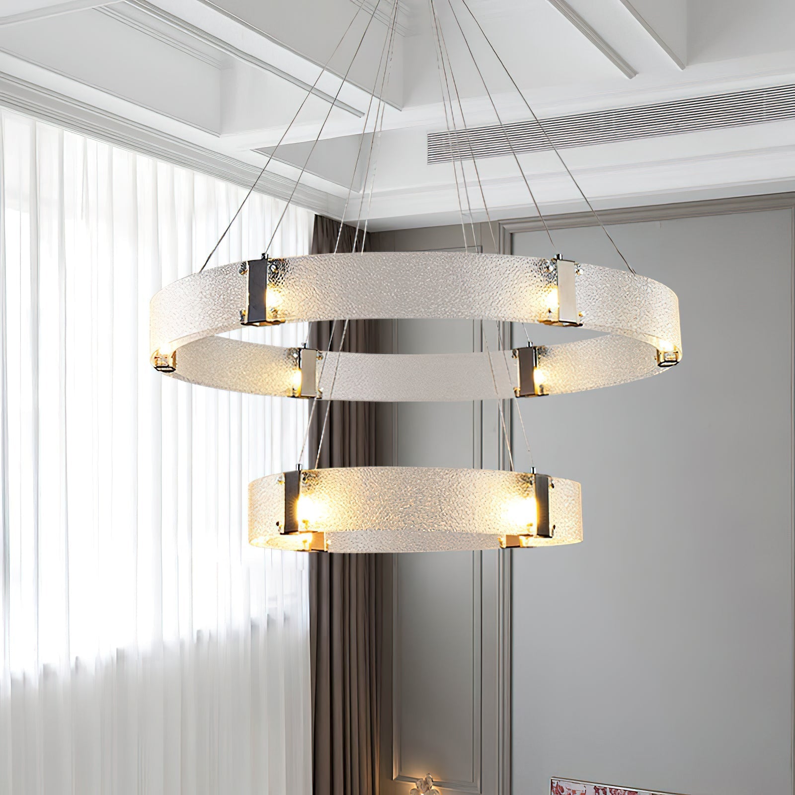 Parallel Modern Minimalist Ring Glass Chandelier - Lamp Copper