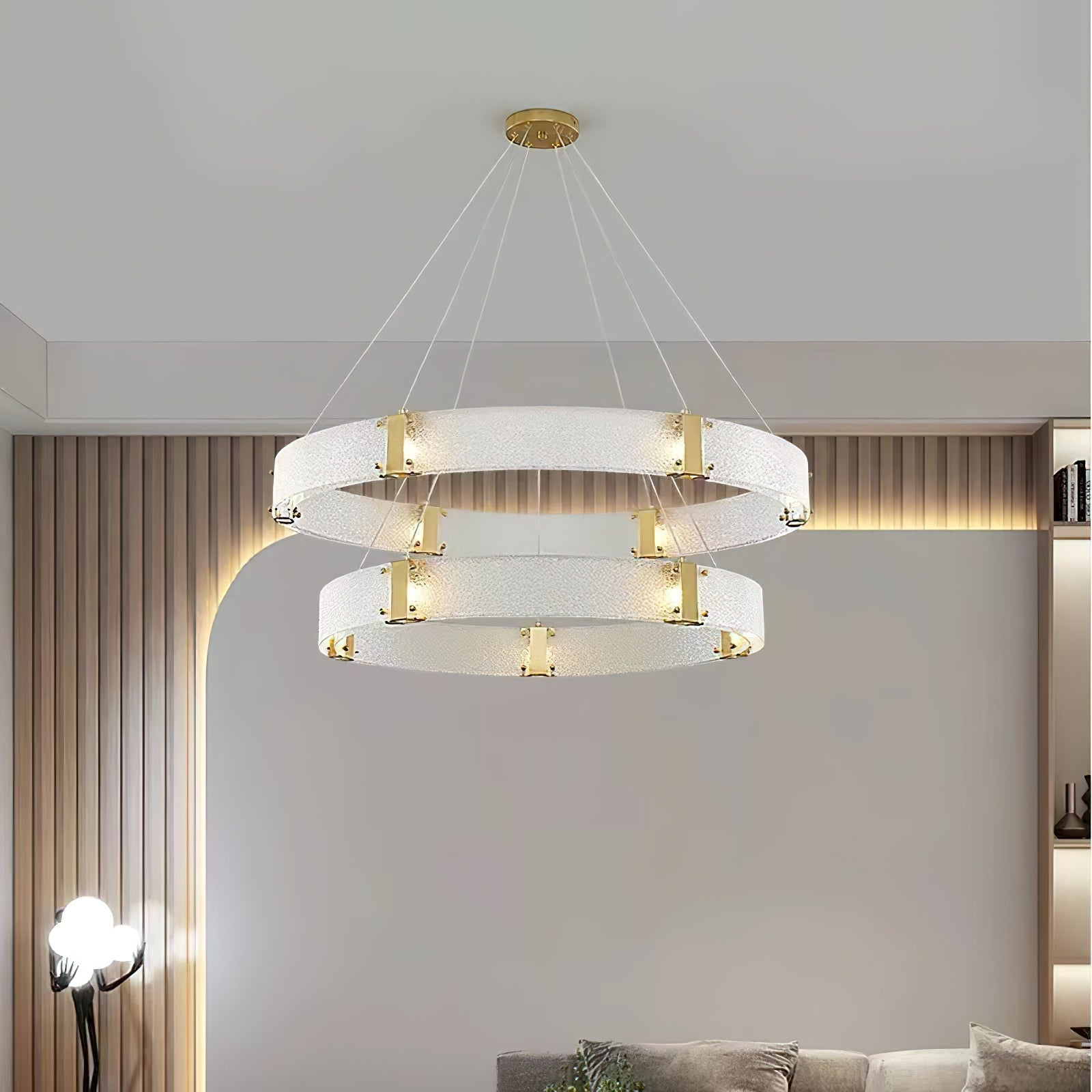 Parallel Modern Minimalist Ring Glass Chandelier - Lamp Copper