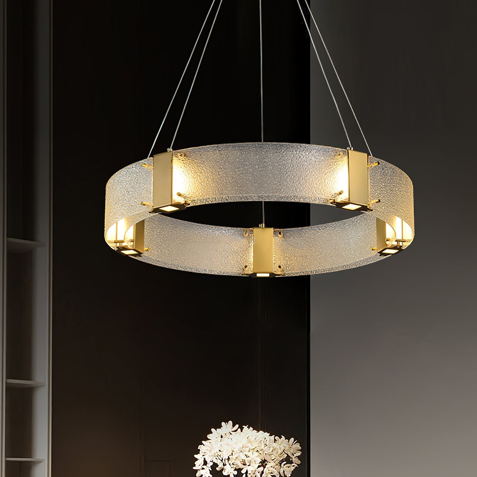 Parallel Modern Minimalist Ring Glass Chandelier - Lamp Copper