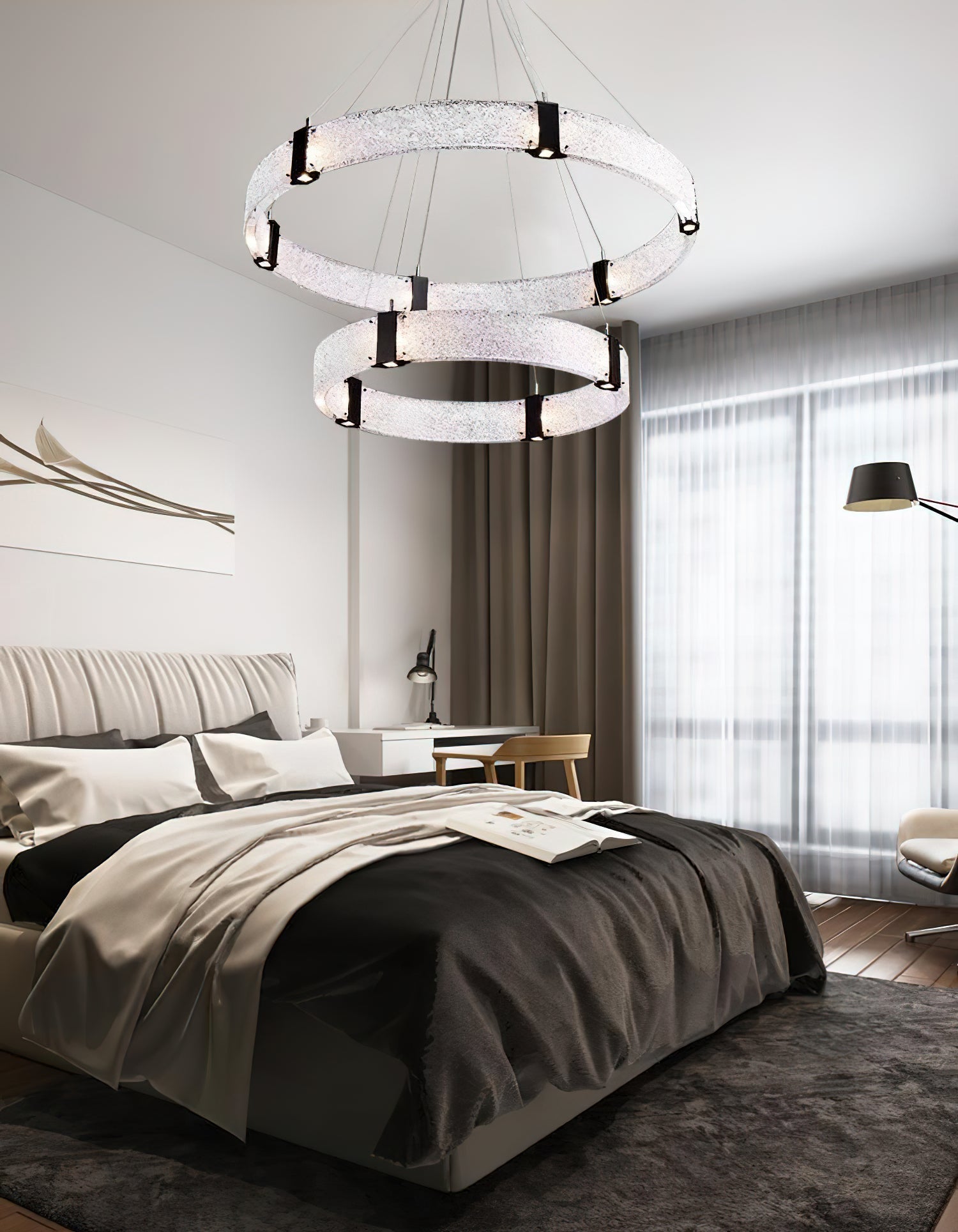 Parallel Modern Minimalist Ring Glass Chandelier - Lamp Copper