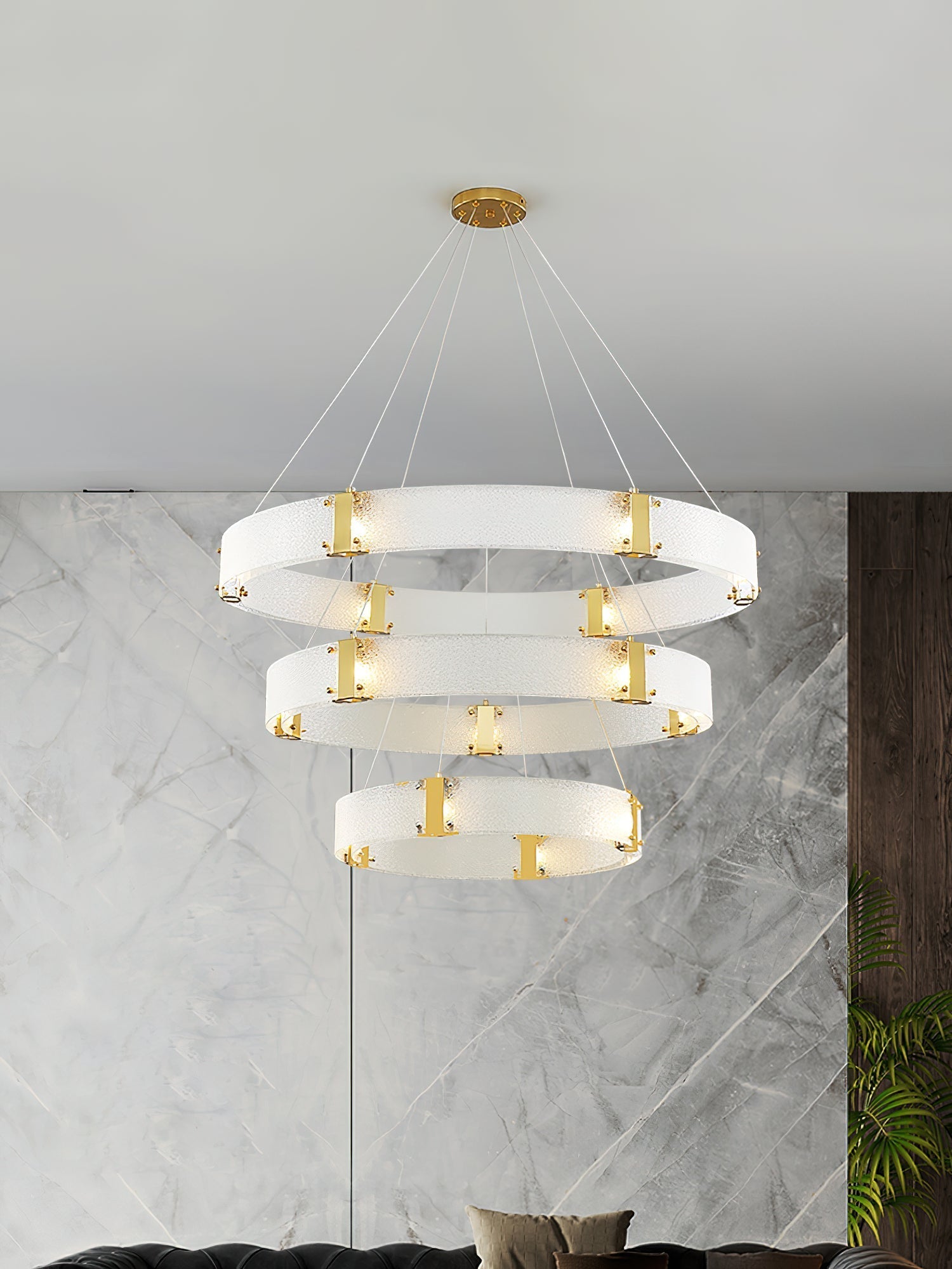 Parallel Modern Minimalist Ring Glass Chandelier - Lamp Copper