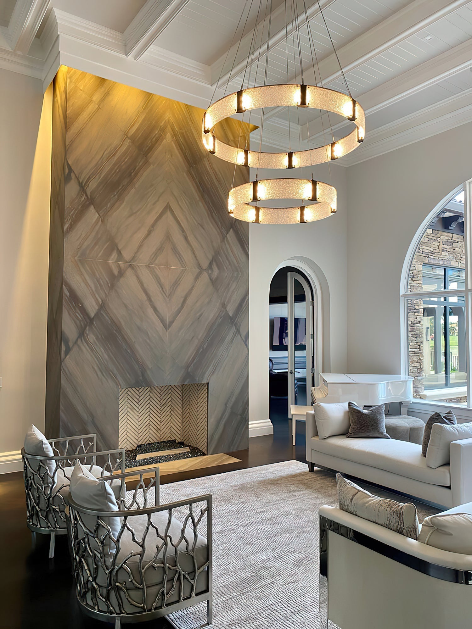 Parallel Modern Minimalist Ring Glass Chandelier - Lamp Copper