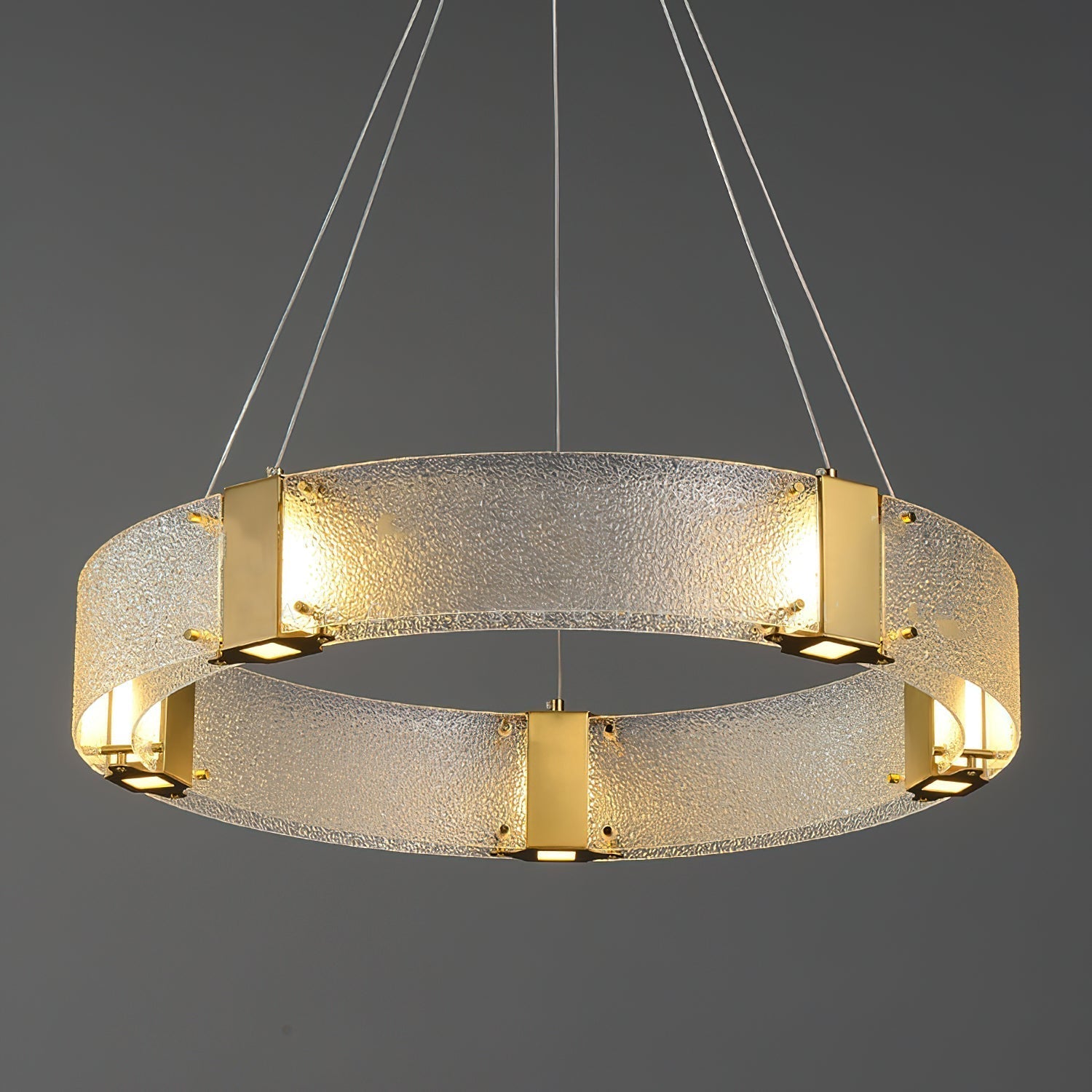 Parallel Modern Minimalist Ring Glass Chandelier - Lamp Copper