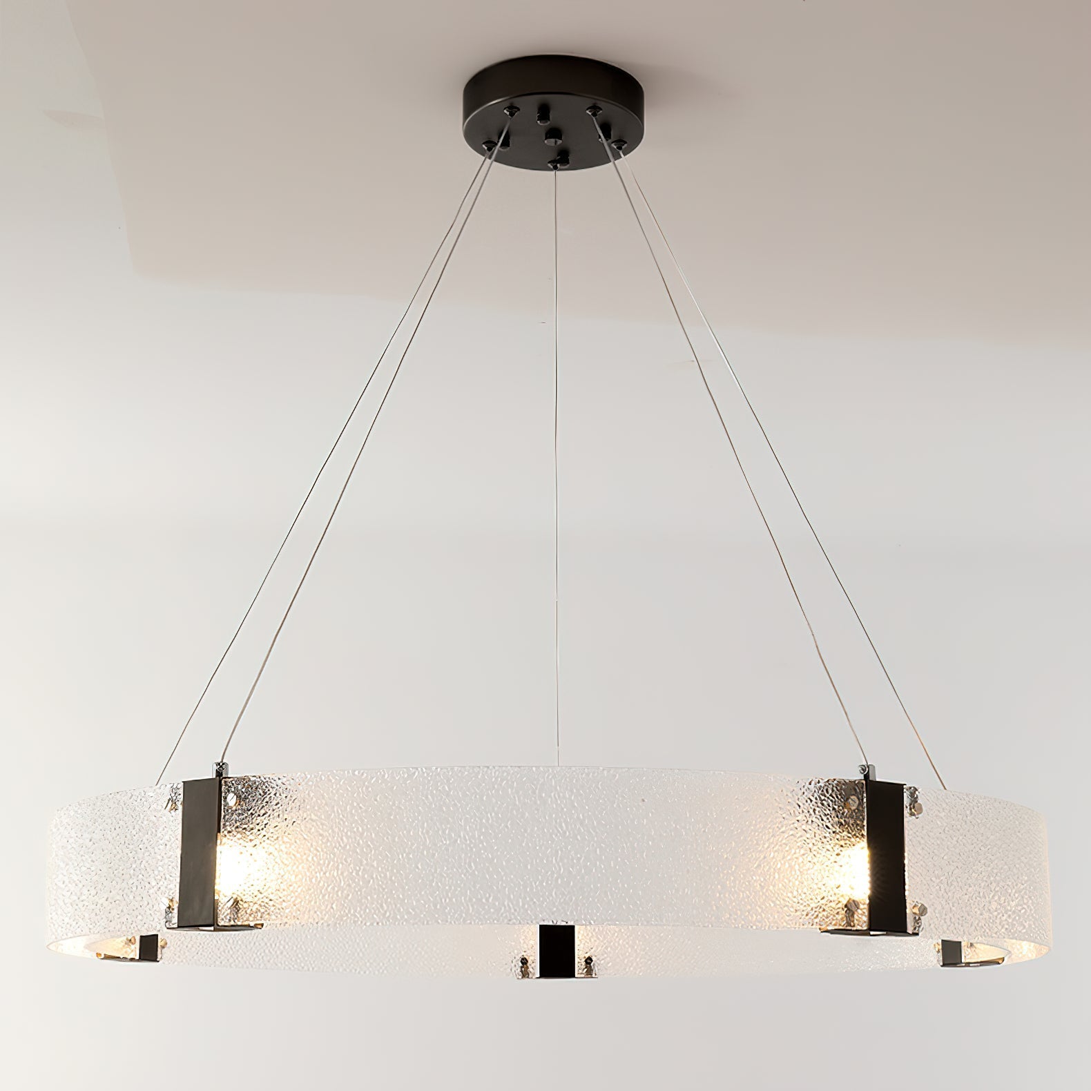 Parallel Modern Minimalist Ring Glass Chandelier - Lamp Copper