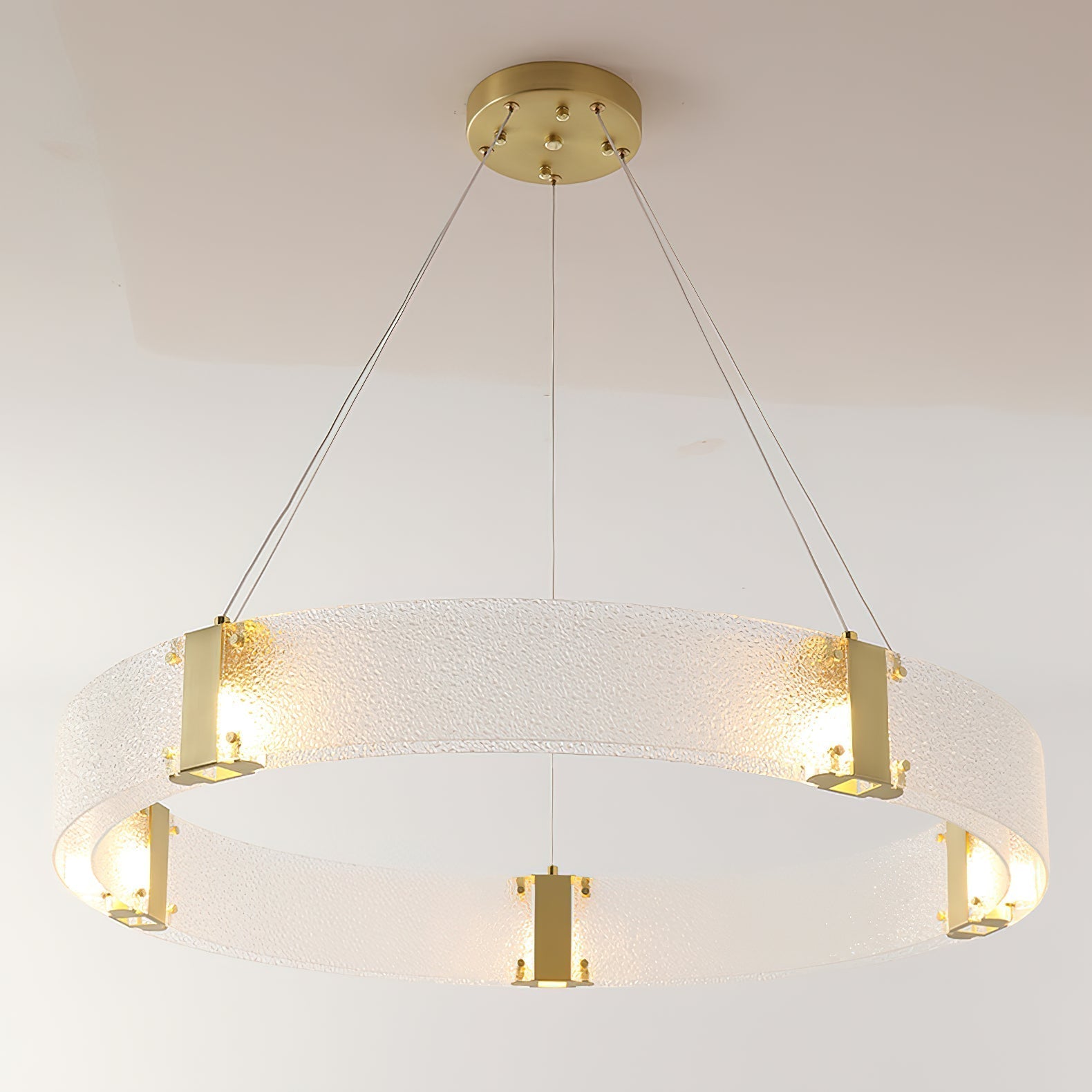 Parallel Modern Minimalist Ring Glass Chandelier - Lamp Copper