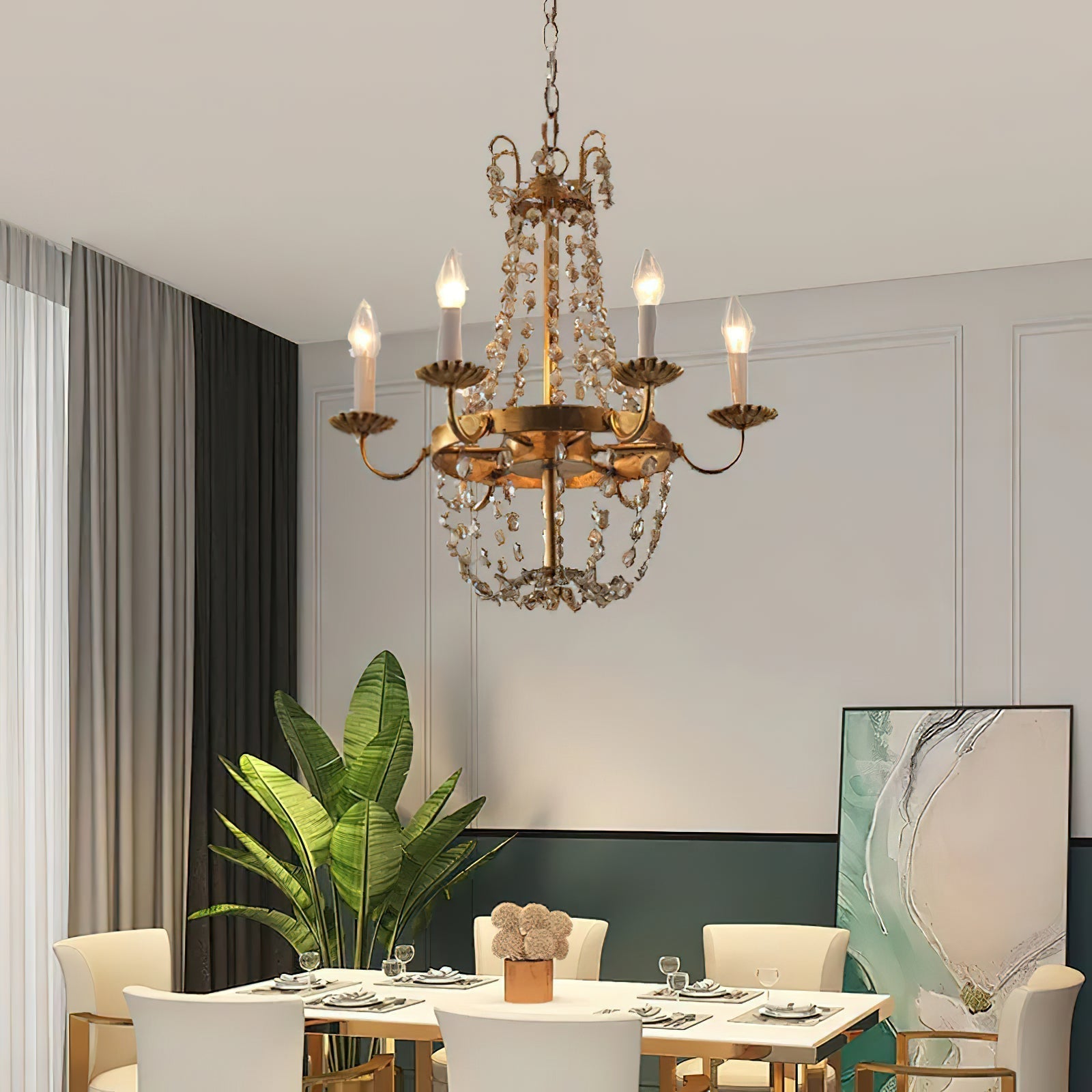 Oraeisra Lustre Cristal Marché Aux Puces Vintage - Neutralighting