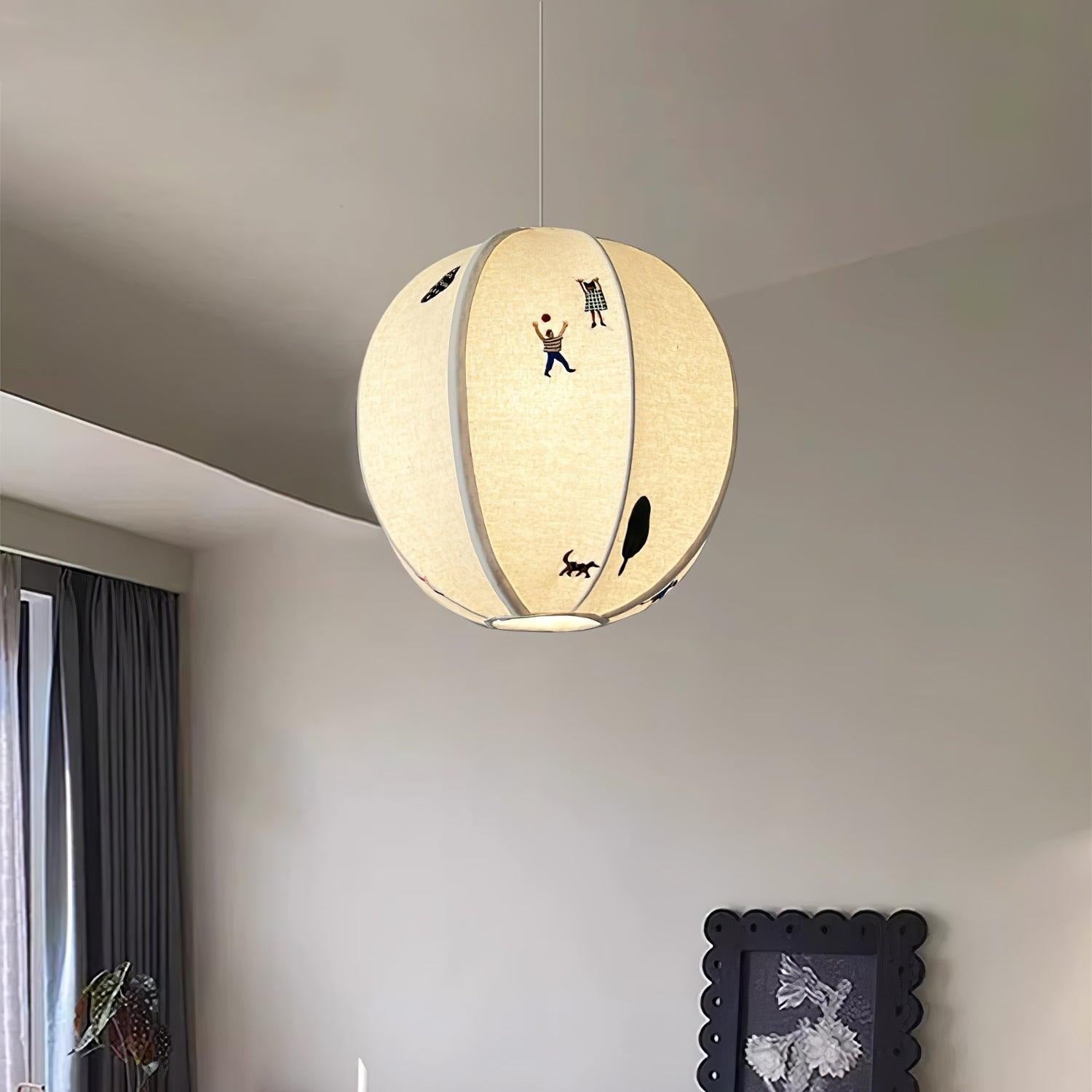 Elva Suspension Boule en Papier avec Motifs Dessinés - Neutralighting