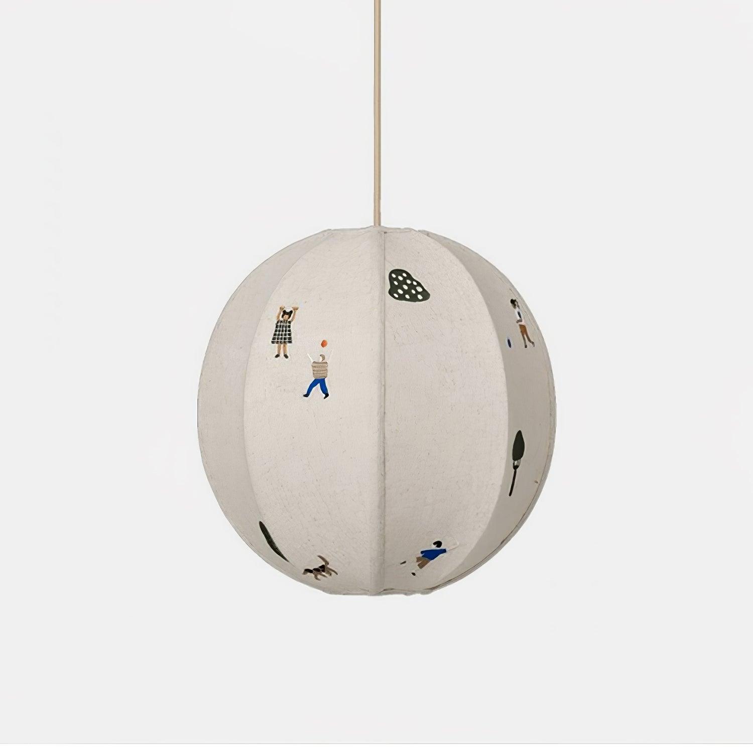 Elva Suspension Boule en Papier avec Motifs Dessinés