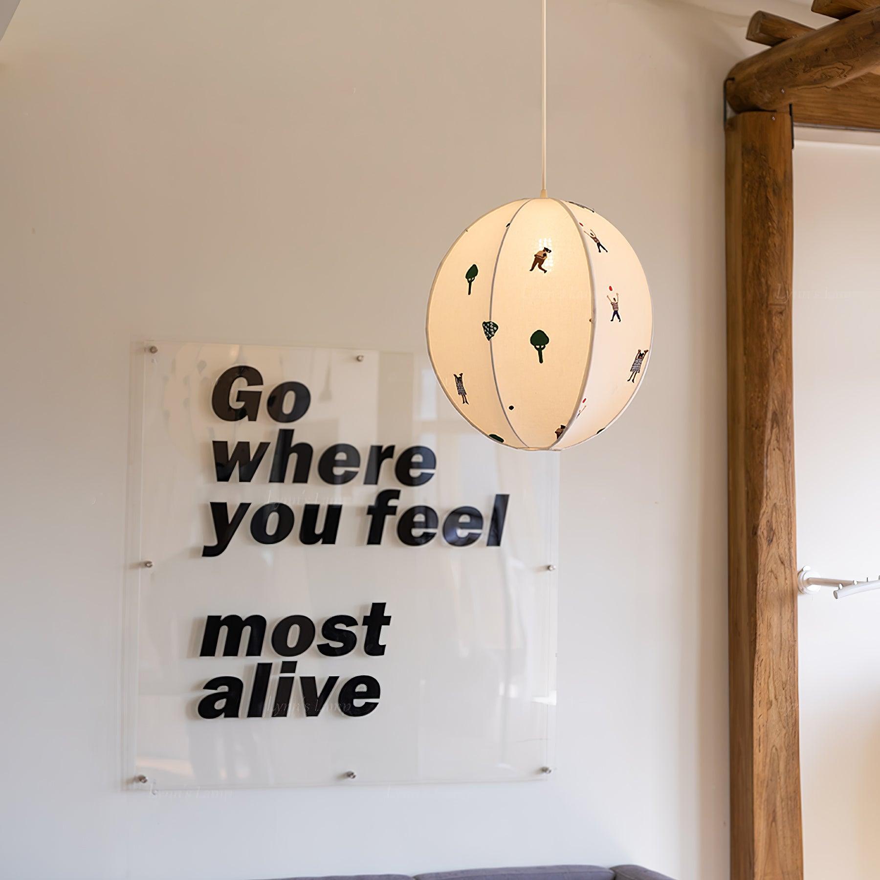 Elva Suspension Boule en Papier avec Motifs Dessinés - Neutralighting