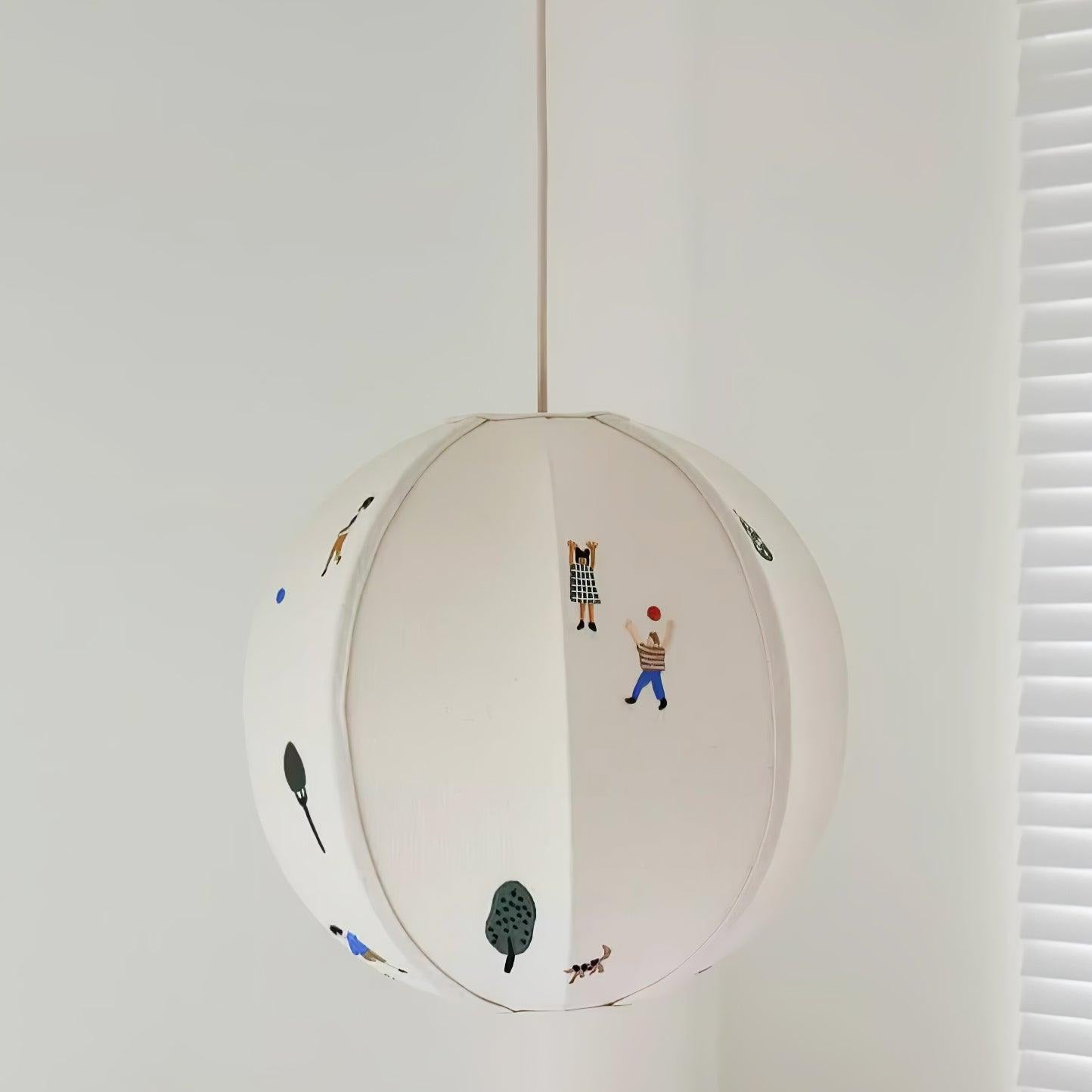 Elva Suspension Boule en Papier avec Motifs Dessinés