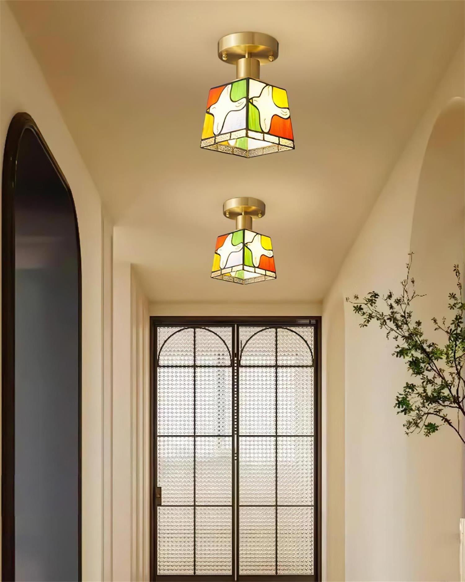 Peace Plafonnier Colombe Verre Mosaïque Laiton - Neutralighting