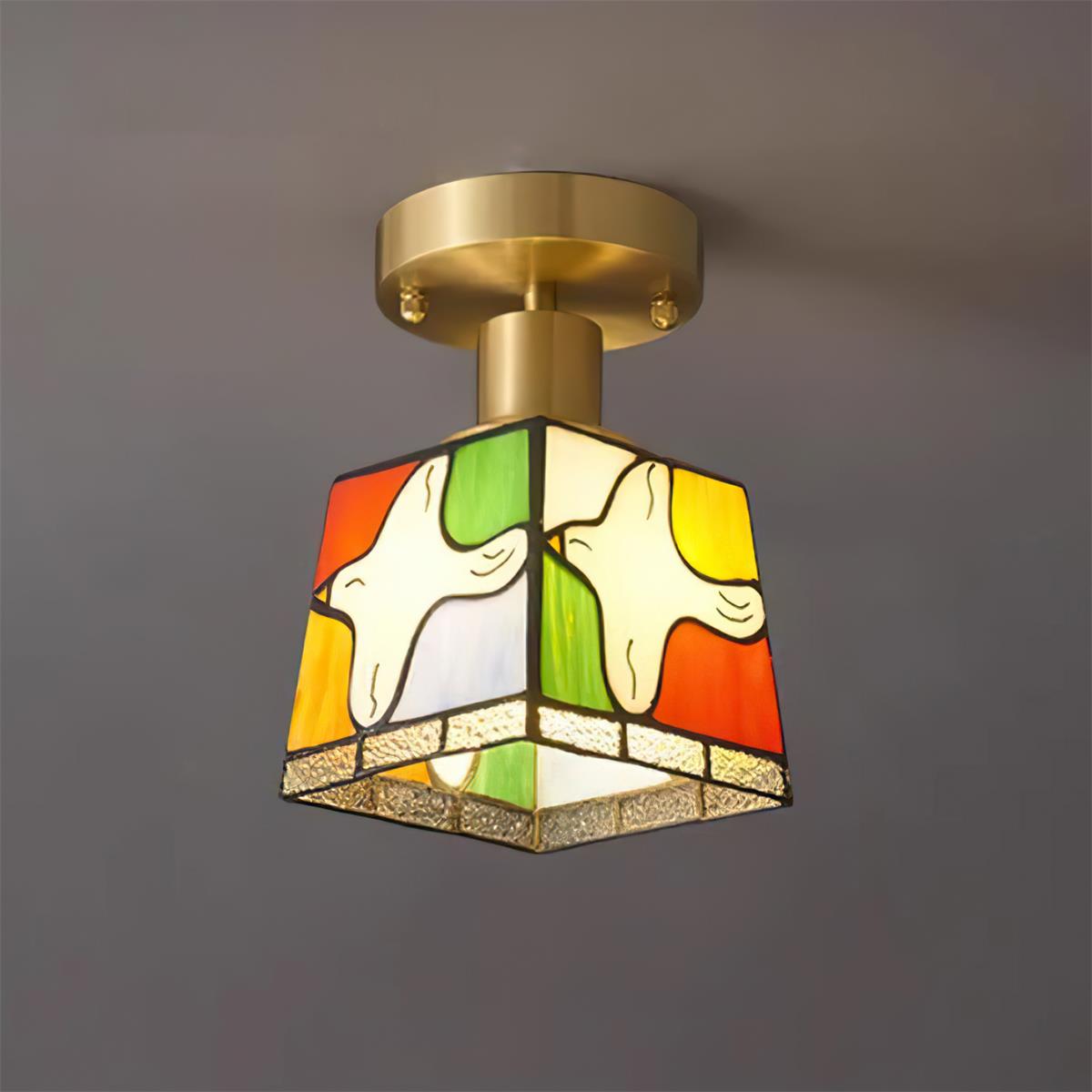 Peace Plafonnier Colombe Verre Mosaïque Laiton - Neutralighting