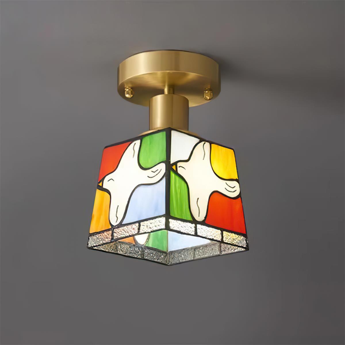 Peace Plafonnier Colombe Verre Mosaïque Laiton - Neutralighting