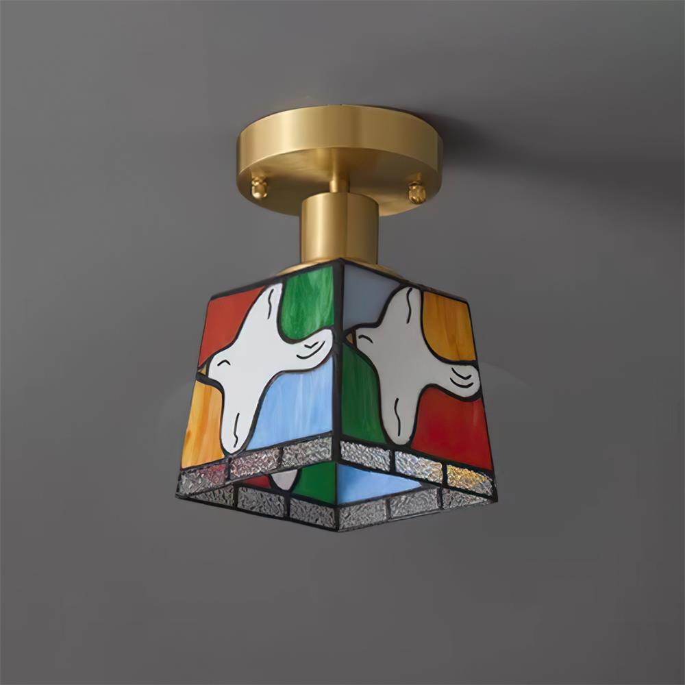 Peace Plafonnier Colombe Verre Mosaïque Laiton - Neutralighting