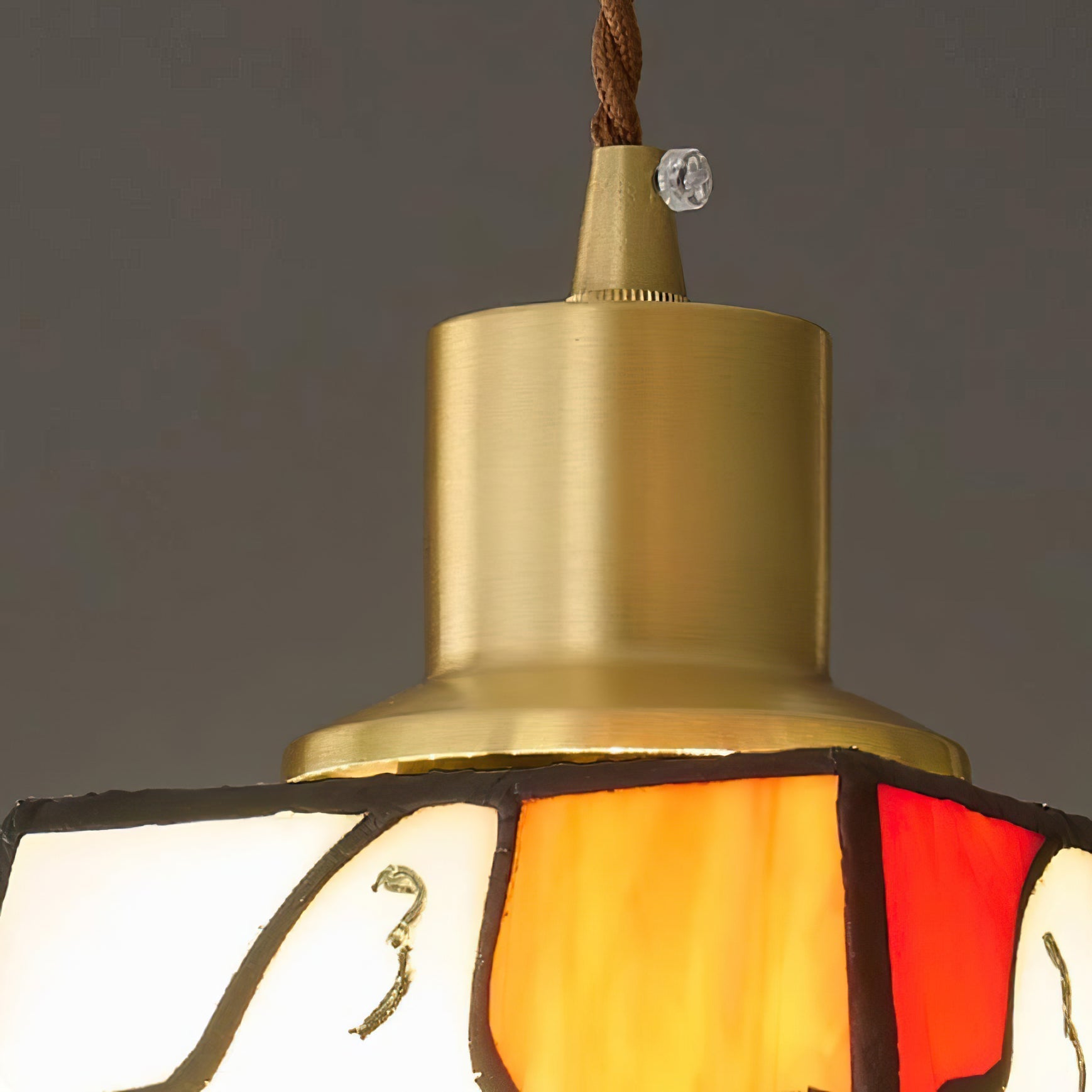 Suspension Lampe Colombe de la Paix Verre Mosaïque Laiton Artistique Tranquille - Neutralighting