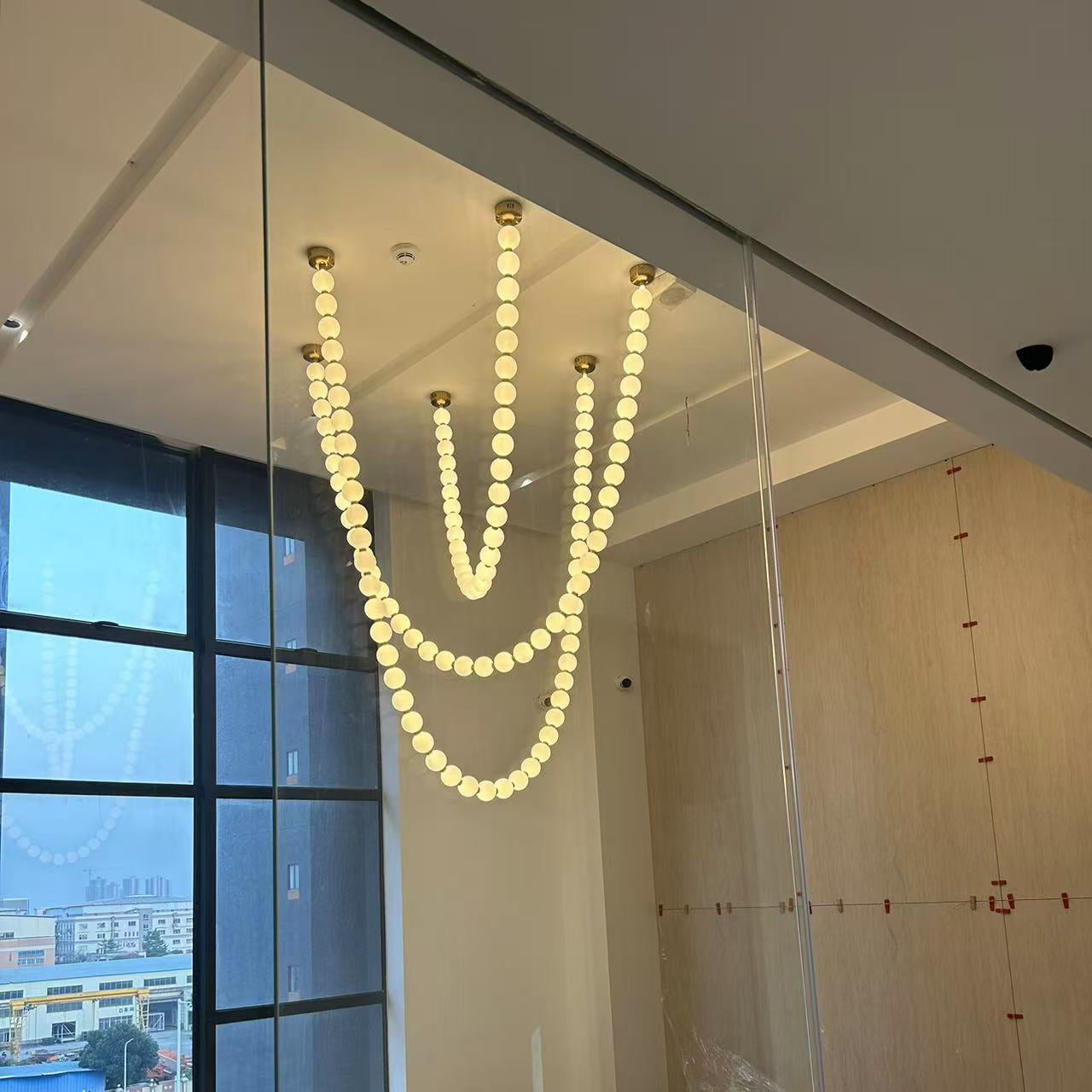 Icarara Modern Minimalist Pearl Necklace Glass Chandelier - Lamp Copper