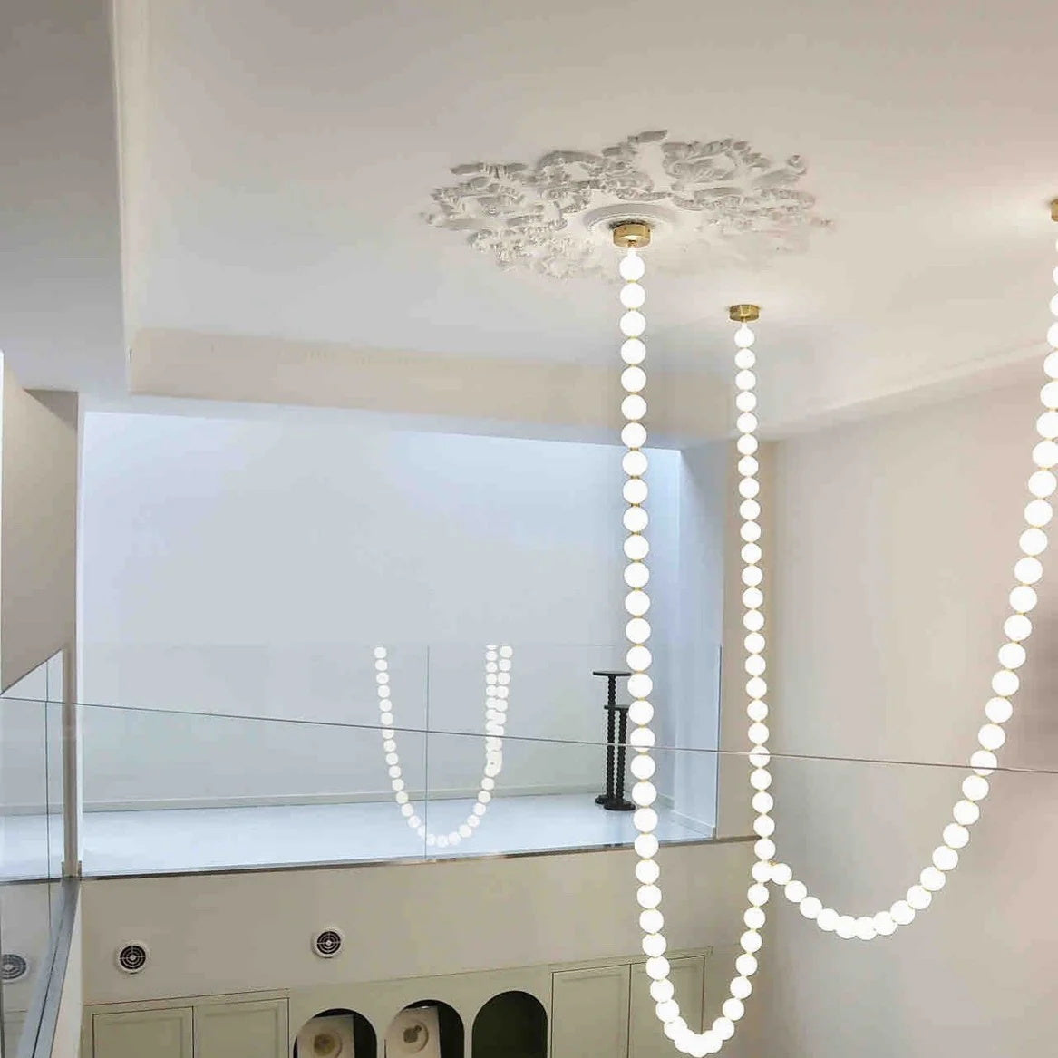 Icarara Modern Minimalist Pearl Necklace Glass Chandelier - Lamp Copper