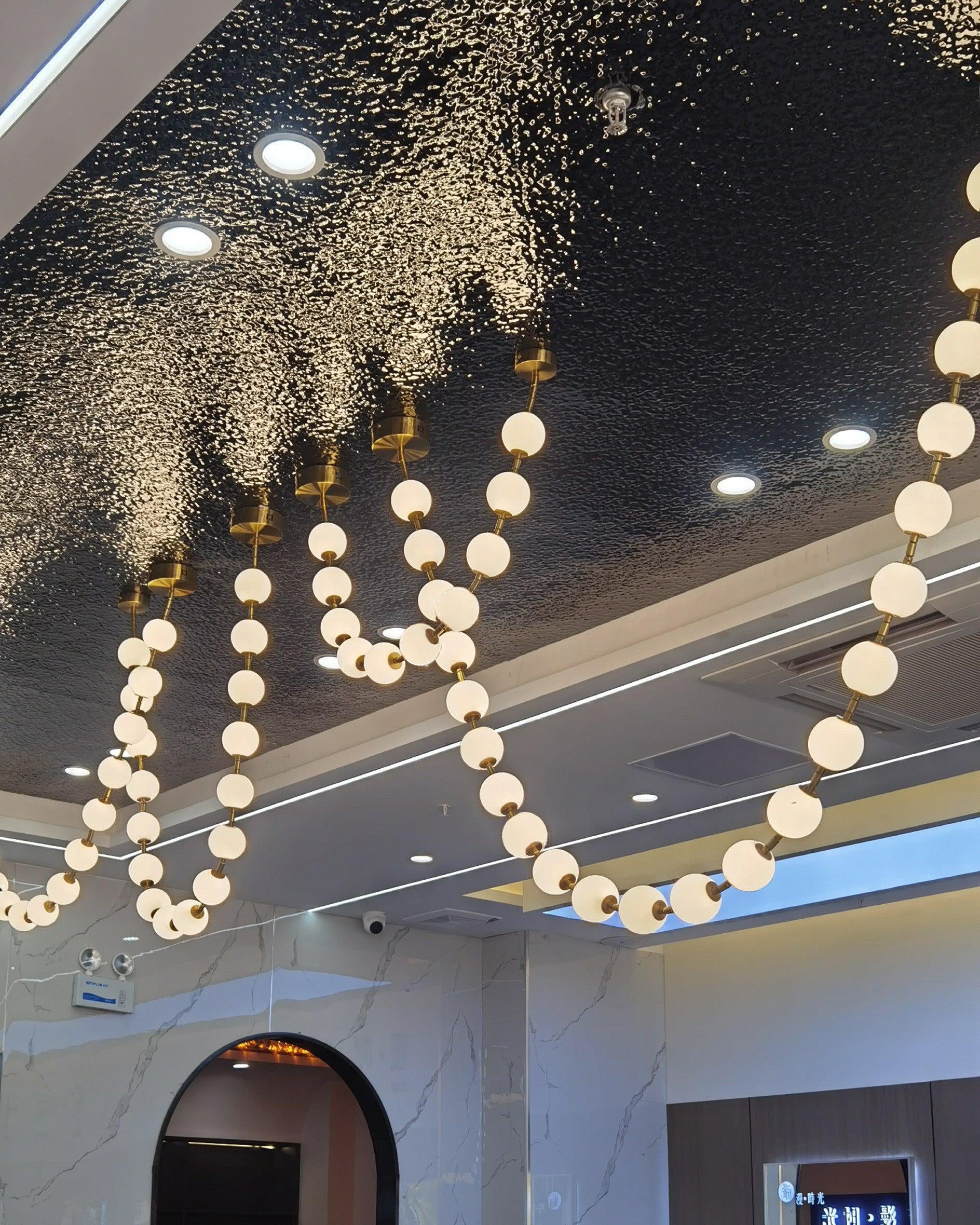 Icarara Modern Minimalist Pearl Necklace Glass Chandelier - Lamp Copper