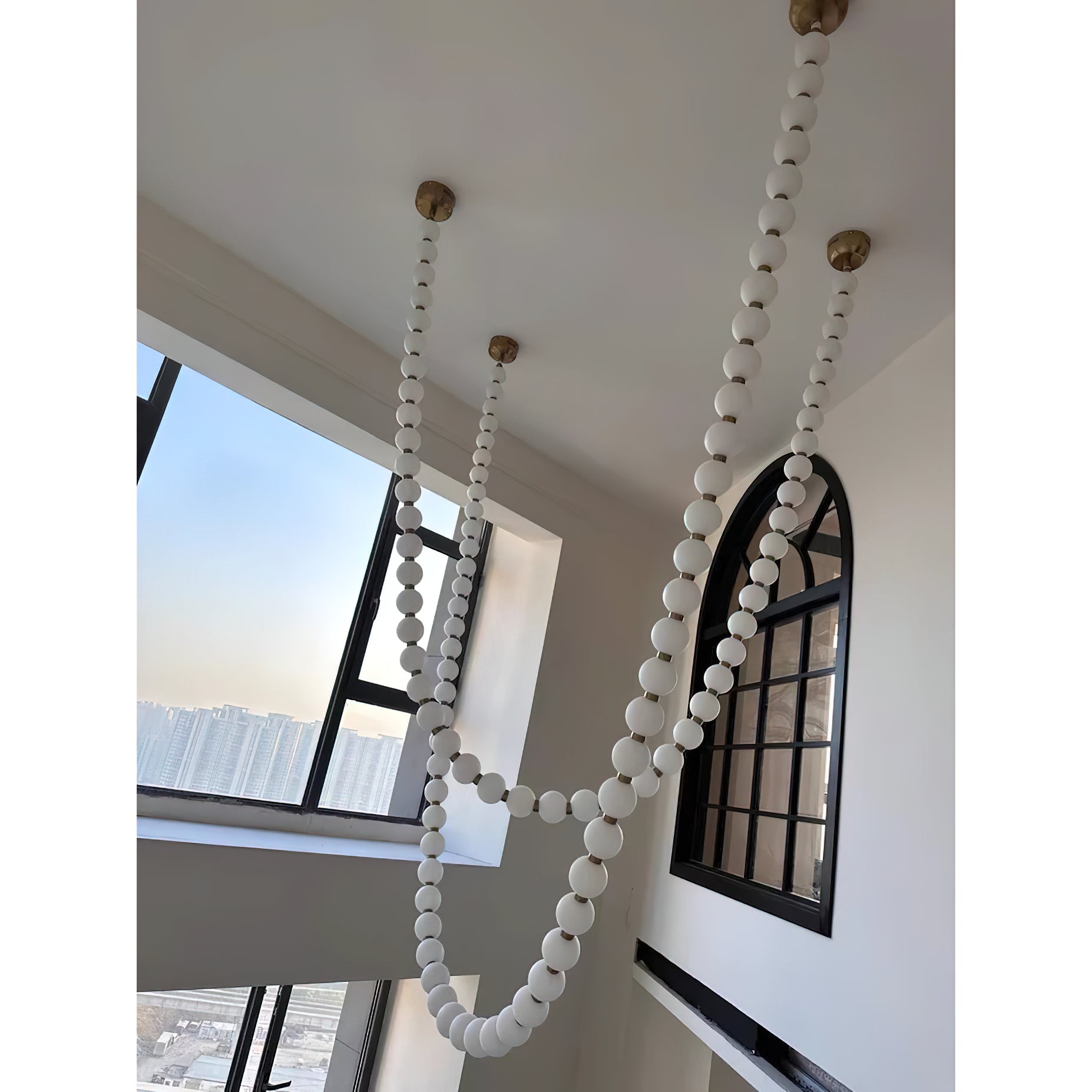Icarara Modern Minimalist Pearl Necklace Glass Chandelier - Lamp Copper