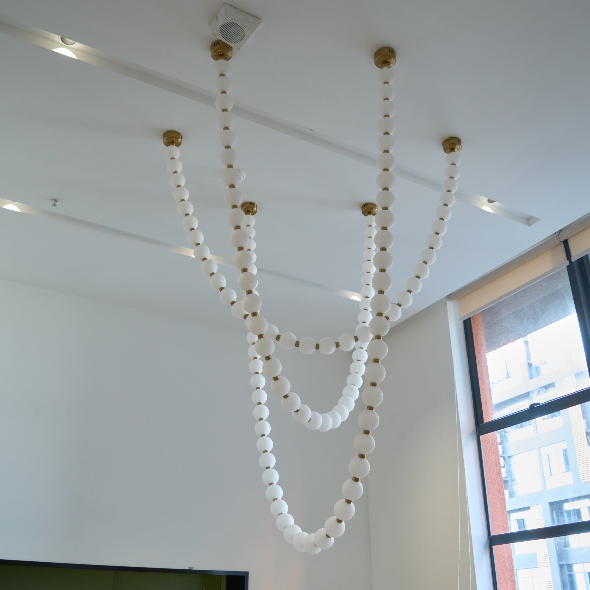Icarara Modern Minimalist Pearl Necklace Glass Chandelier - Lamp Copper