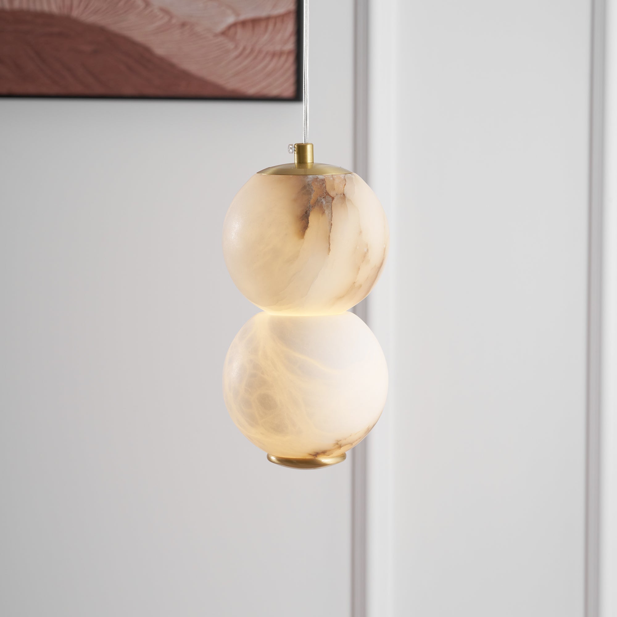 Elore Modern Minimalist Pearl Alabaster Pendant Light - Lamp Copper
