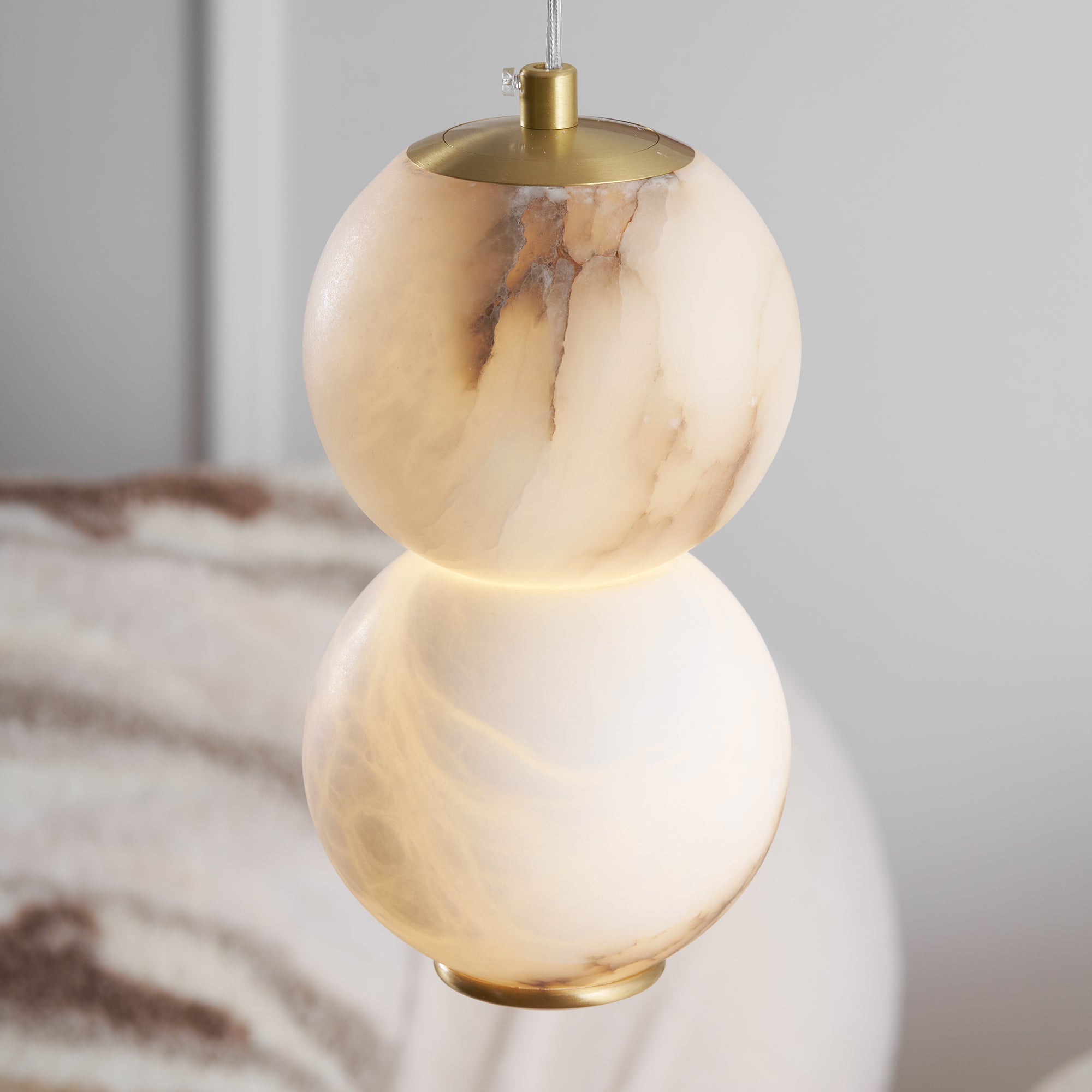 Elore Modern Minimalist Pearl Alabaster Pendant Light - Lamp Copper