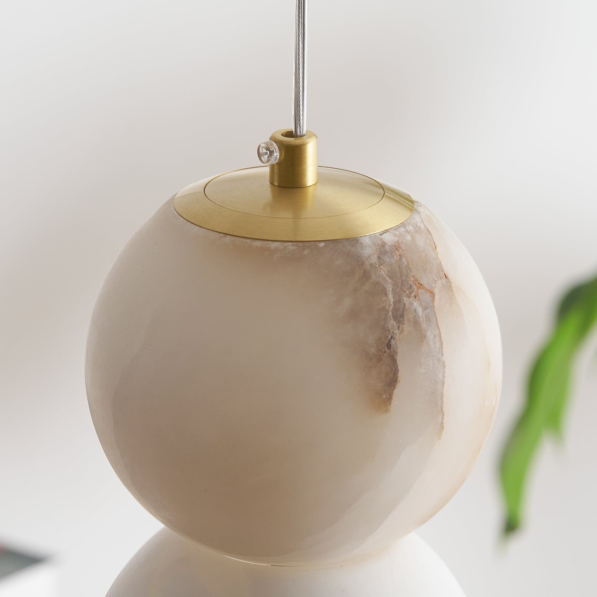 Elore Modern Minimalist Pearl Alabaster Pendant Light - Lamp Copper