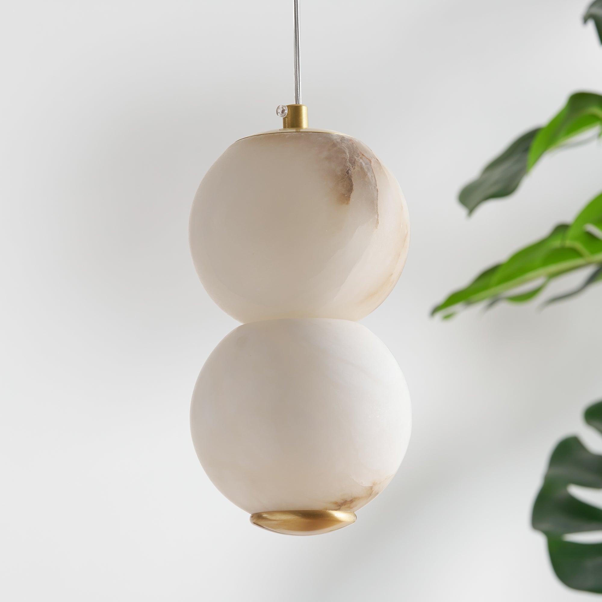 Elore Modern Minimalist Pearl Alabaster Pendant Light - Lamp Copper