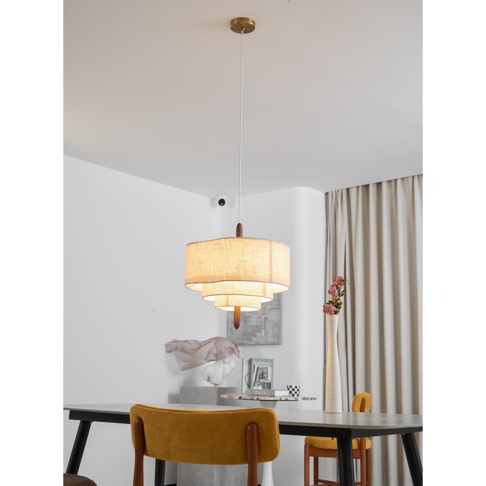 Altheus Premium Nordic Pebble Fabric Metal Pendant Lamp - Lamp Copper