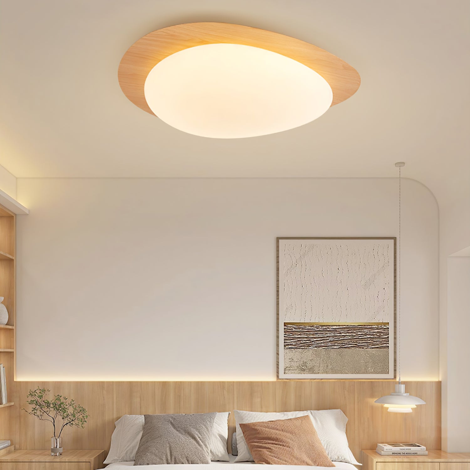 Quisti Plafonnier Galet Design Moderne Bois