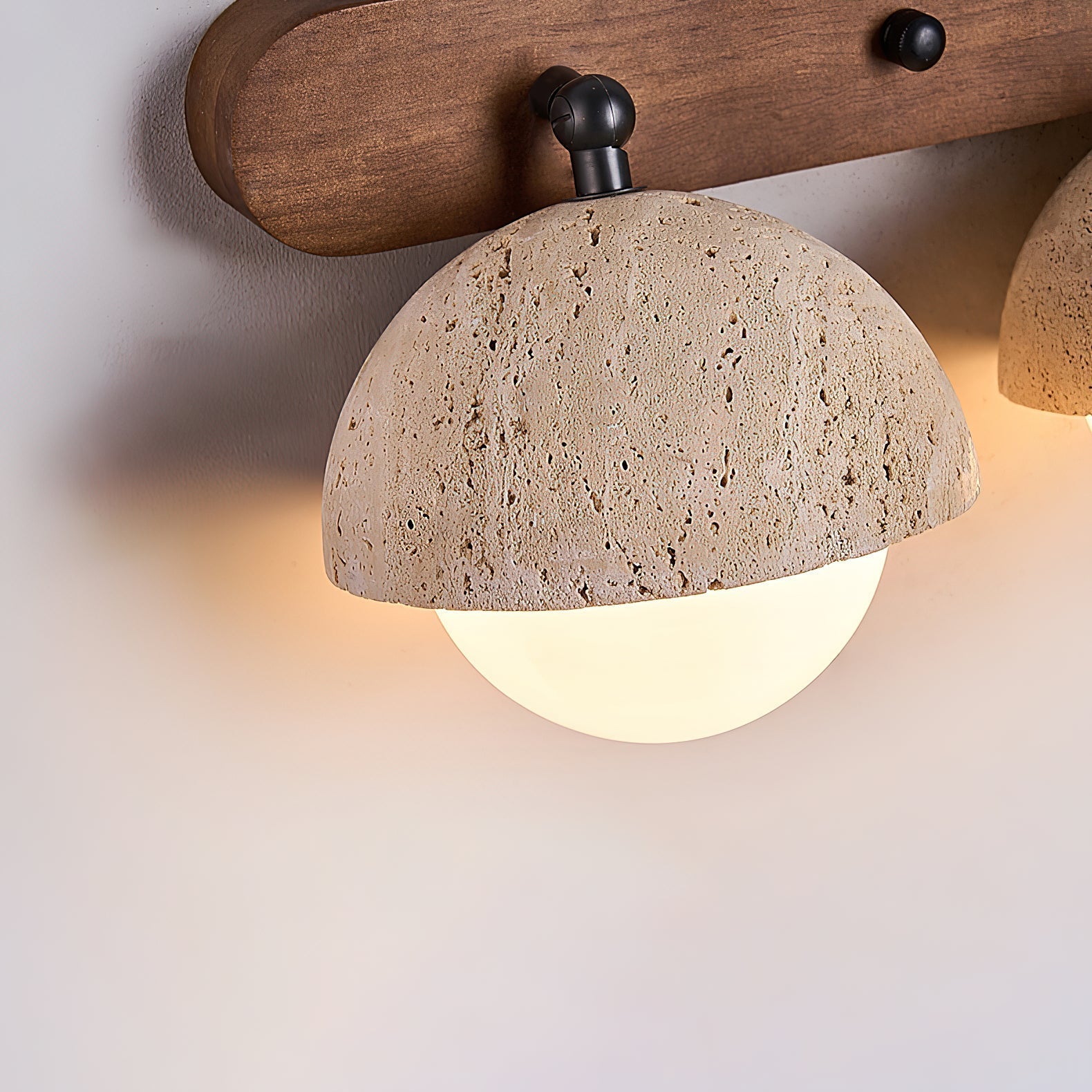 Vodora Modern Minimalist Wood Travertine Wall Sconce Wall Lamp - Lamp Copper