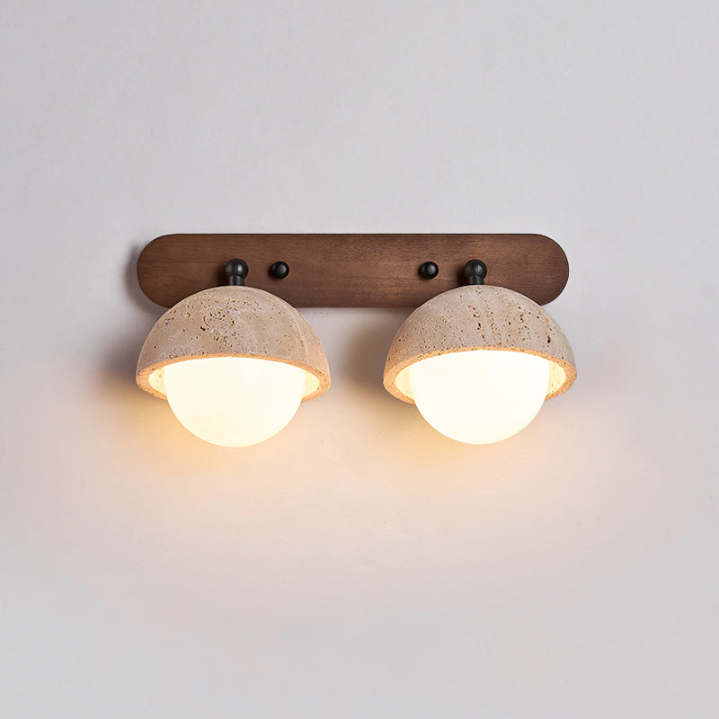 Vodora Modern Minimalist Wood Travertine Wall Sconce Wall Lamp - Lamp Copper