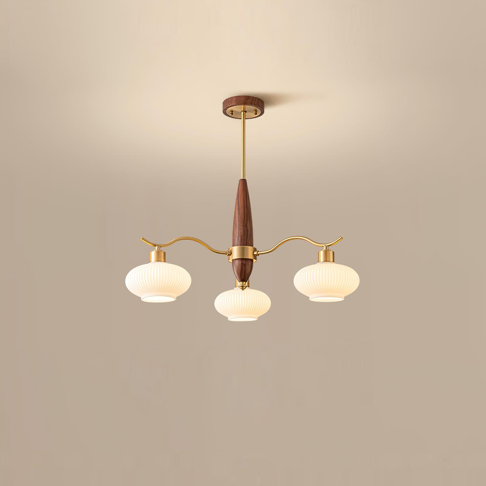 Cavien Lustre en Laiton et Noyer - Neutralighting