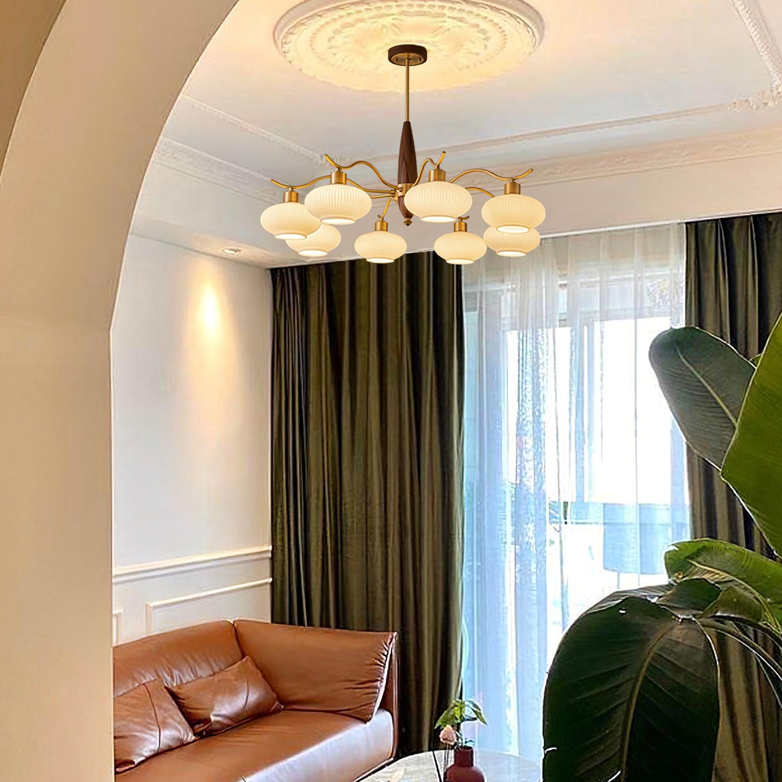 Cavien Lustre en Laiton et Noyer - Neutralighting