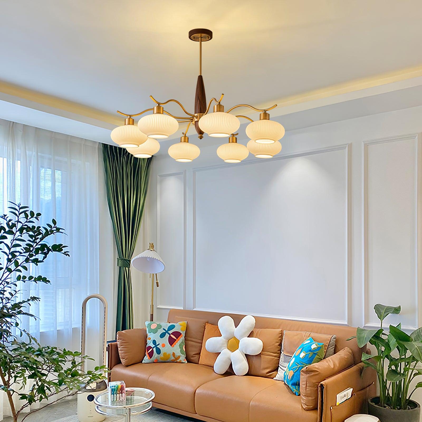 Cavien Lustre en Laiton et Noyer - Neutralighting