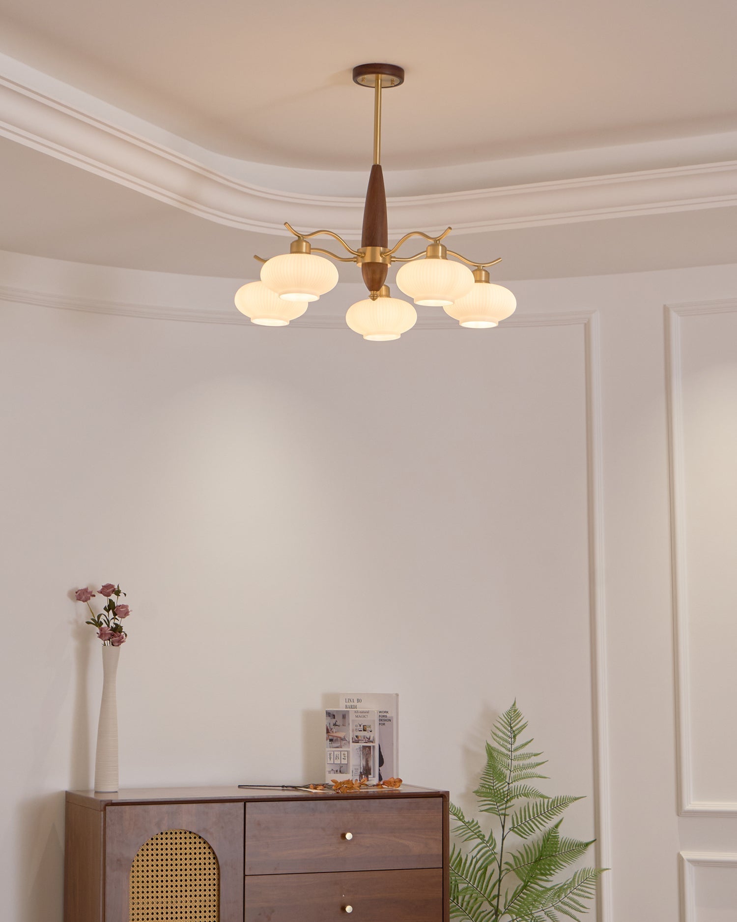 Cavien Lustre en Laiton et Noyer - Neutralighting