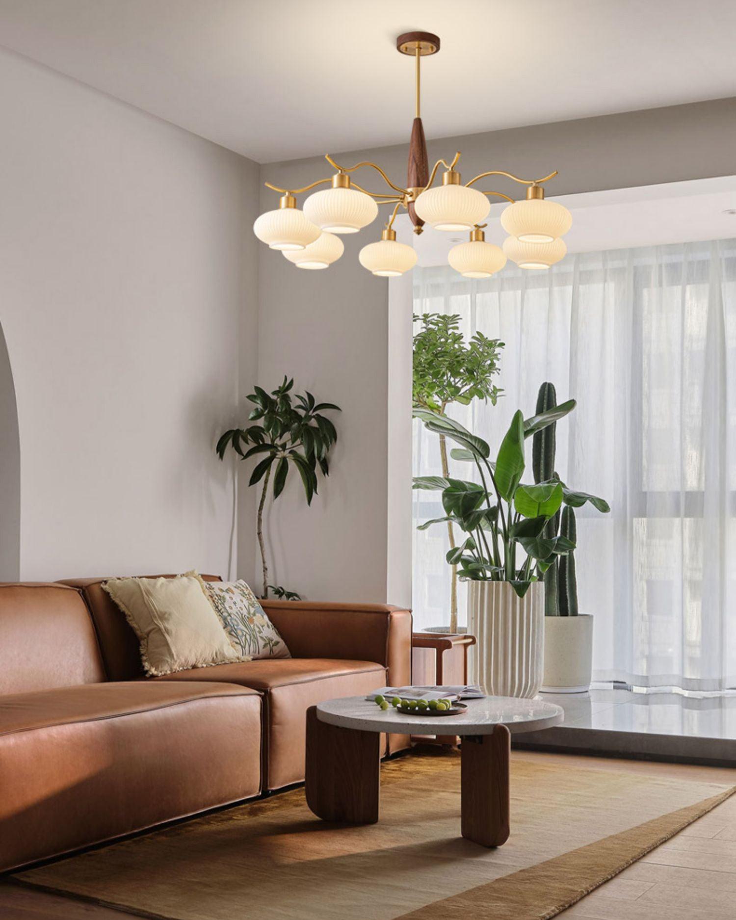 Cavien Lustre en Laiton et Noyer - Neutralighting