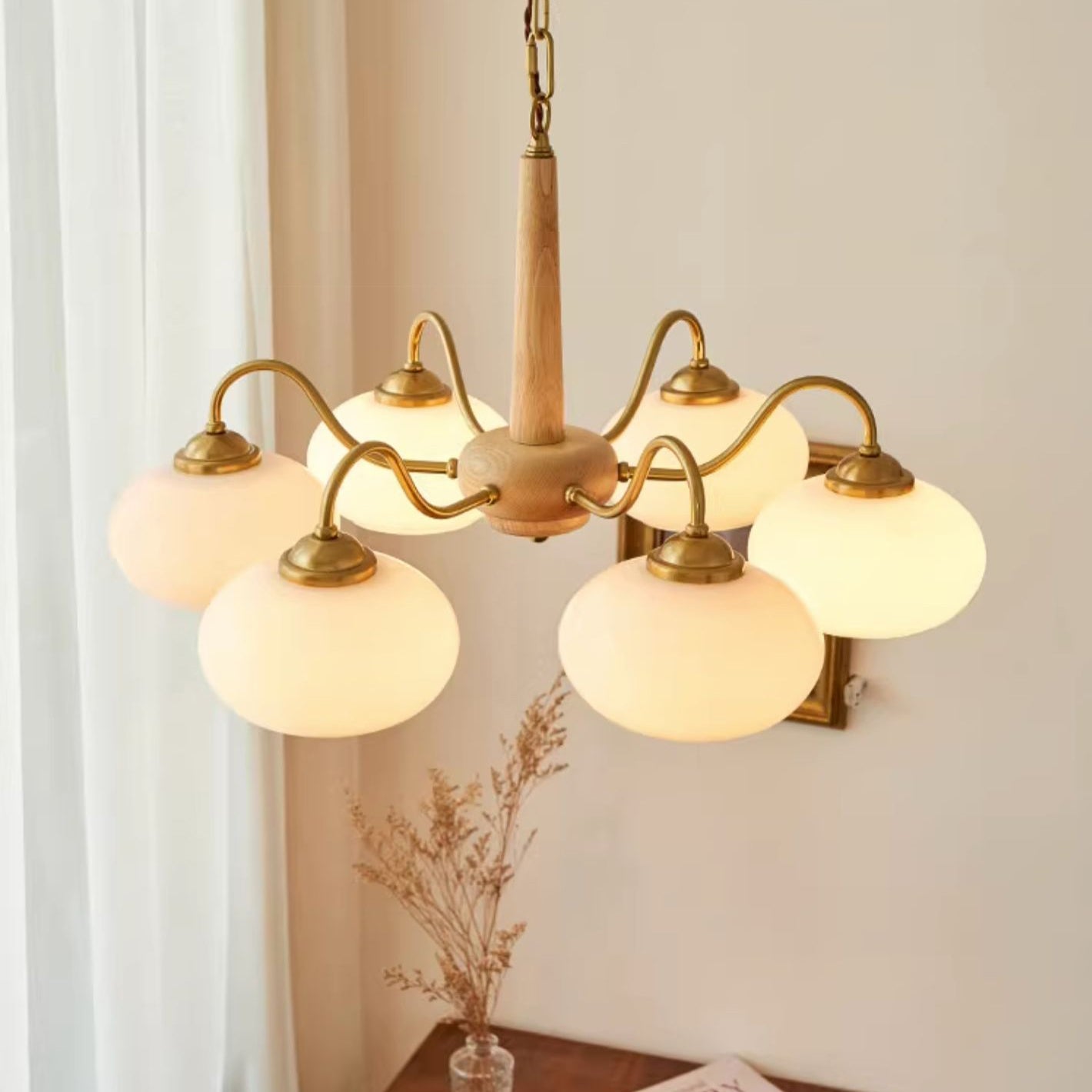 Elmiror Premium Nordic Art Wood Glass Chandelier - Neutralighting
