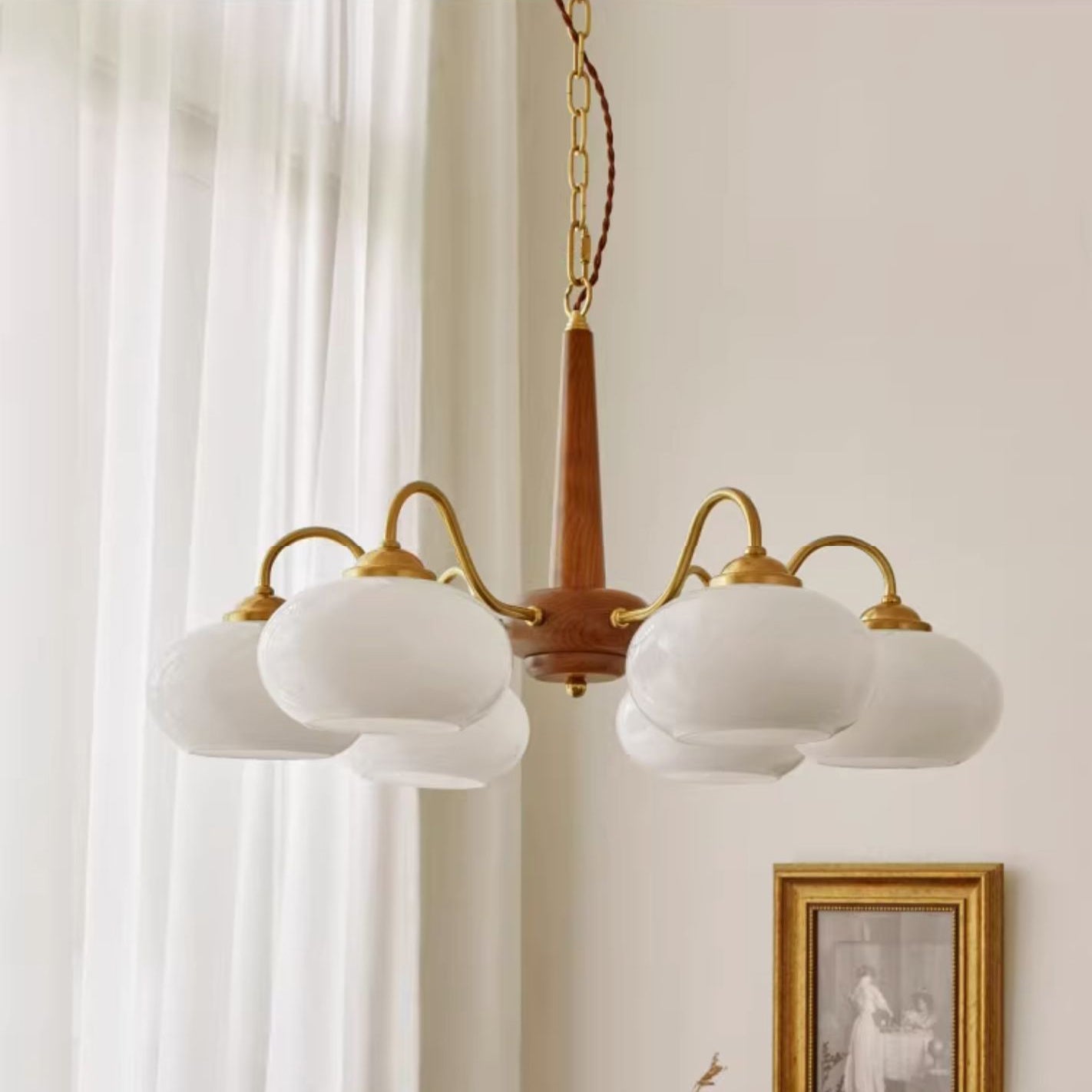 Elmiror Premium Nordic Art Wood Glass Chandelier - Neutralighting