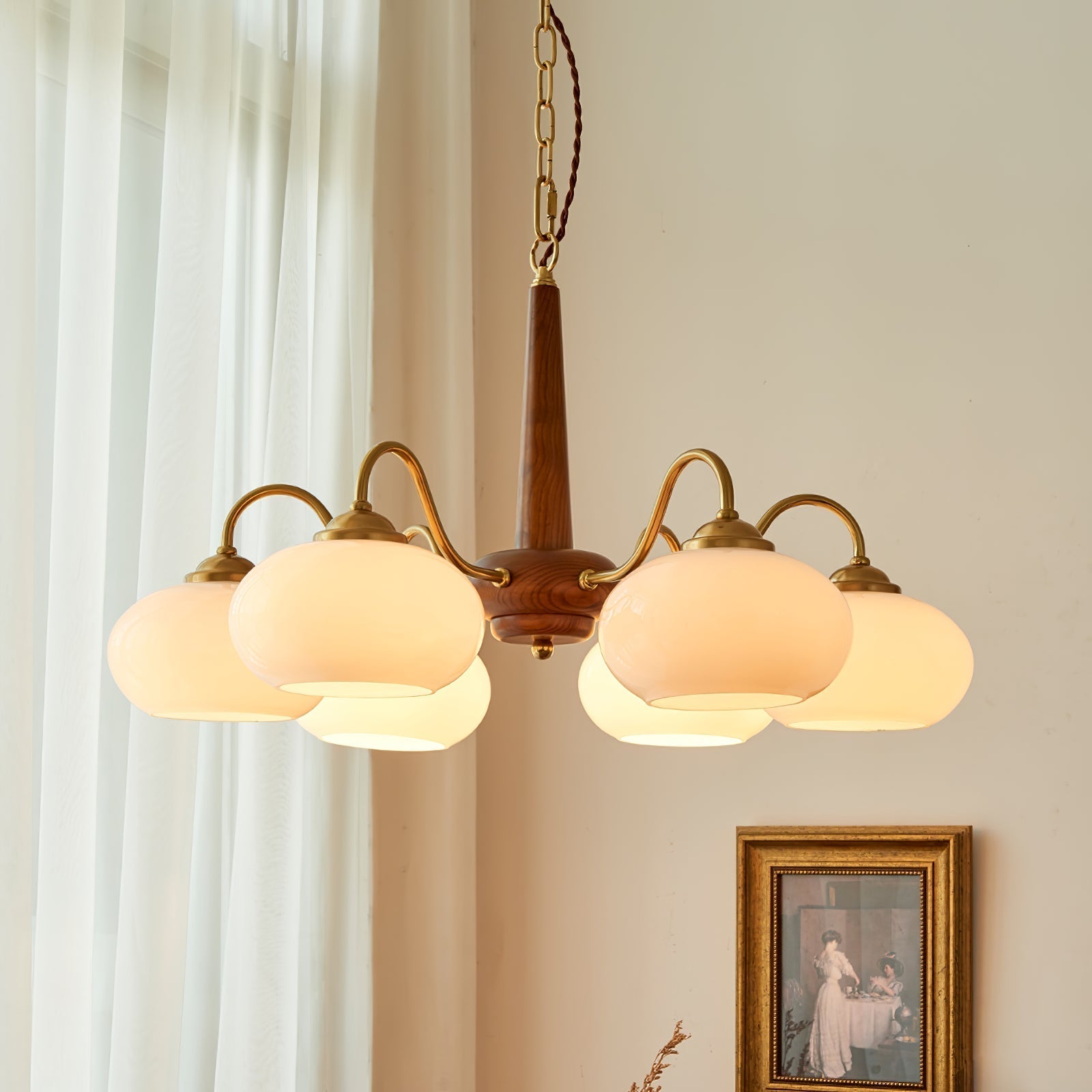 Elmiror Premium Nordic Art Wood Glass Chandelier - Neutralighting