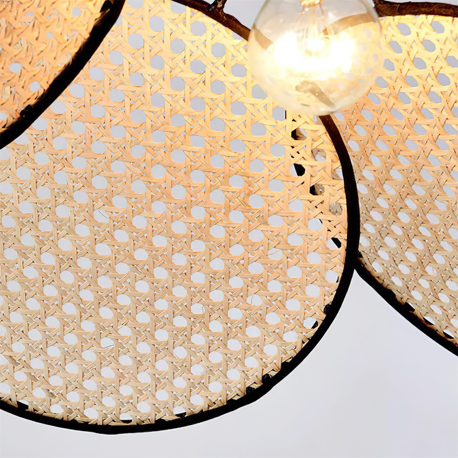 Vemarora Premium Élégance Pétales Rotin Tissu Pendentif Lampe - Neutralighting