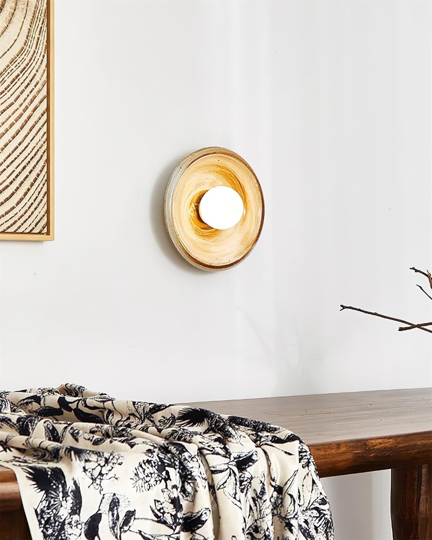 Wall Lamp Ceramic Orbit Disc with Glass Globe Entryway Modern - Letslighting