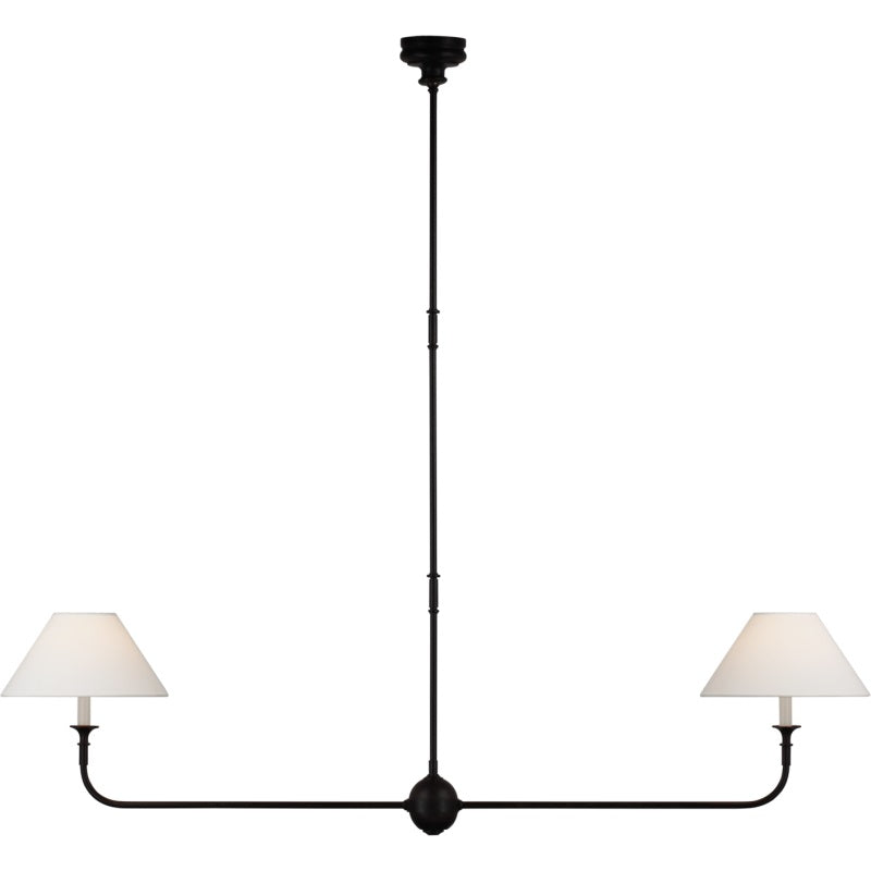 Aera Modern Minimalist Linear Antique Brass Fabric Chandelier - Lamp Copper