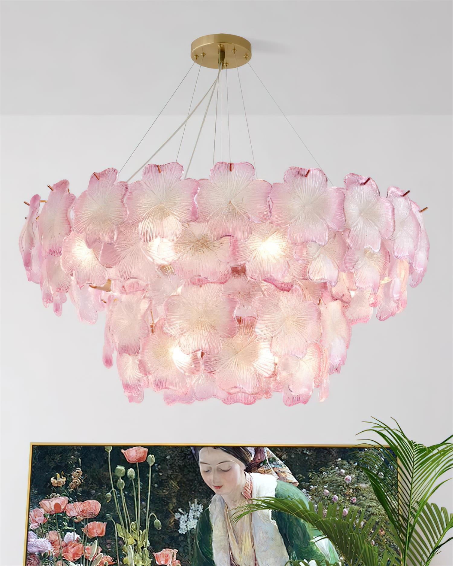 Ophelis Lustre en Verre à Fleurs Roses - Neutralighting