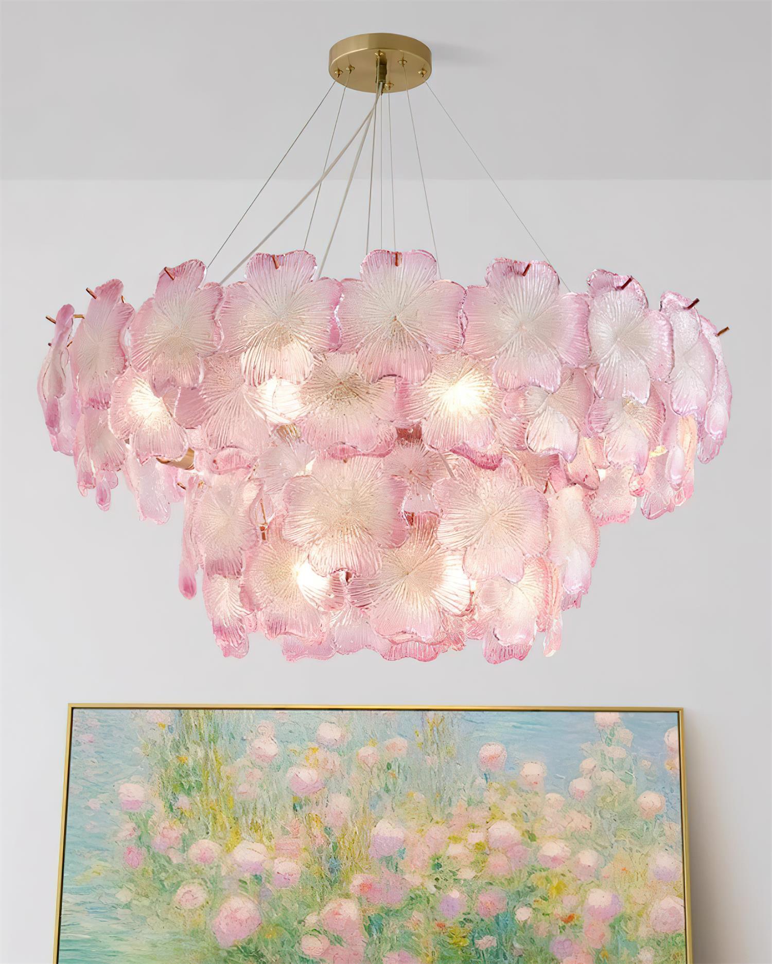 Ophelis Lustre en Verre à Fleurs Roses - Neutralighting