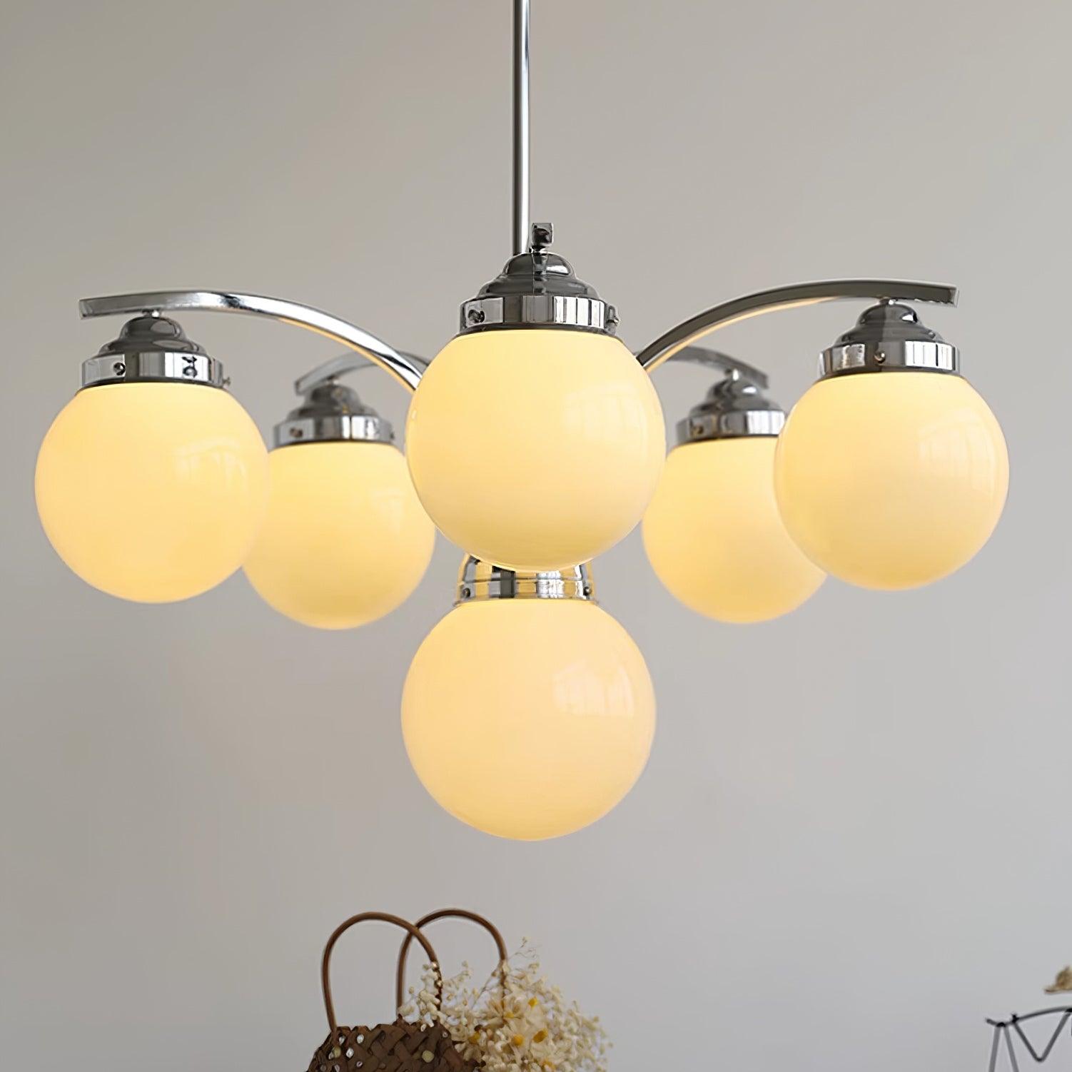Salamanca Lustre Boules en Verre Rose Arcs en Chrome Stylé - Neutralighting